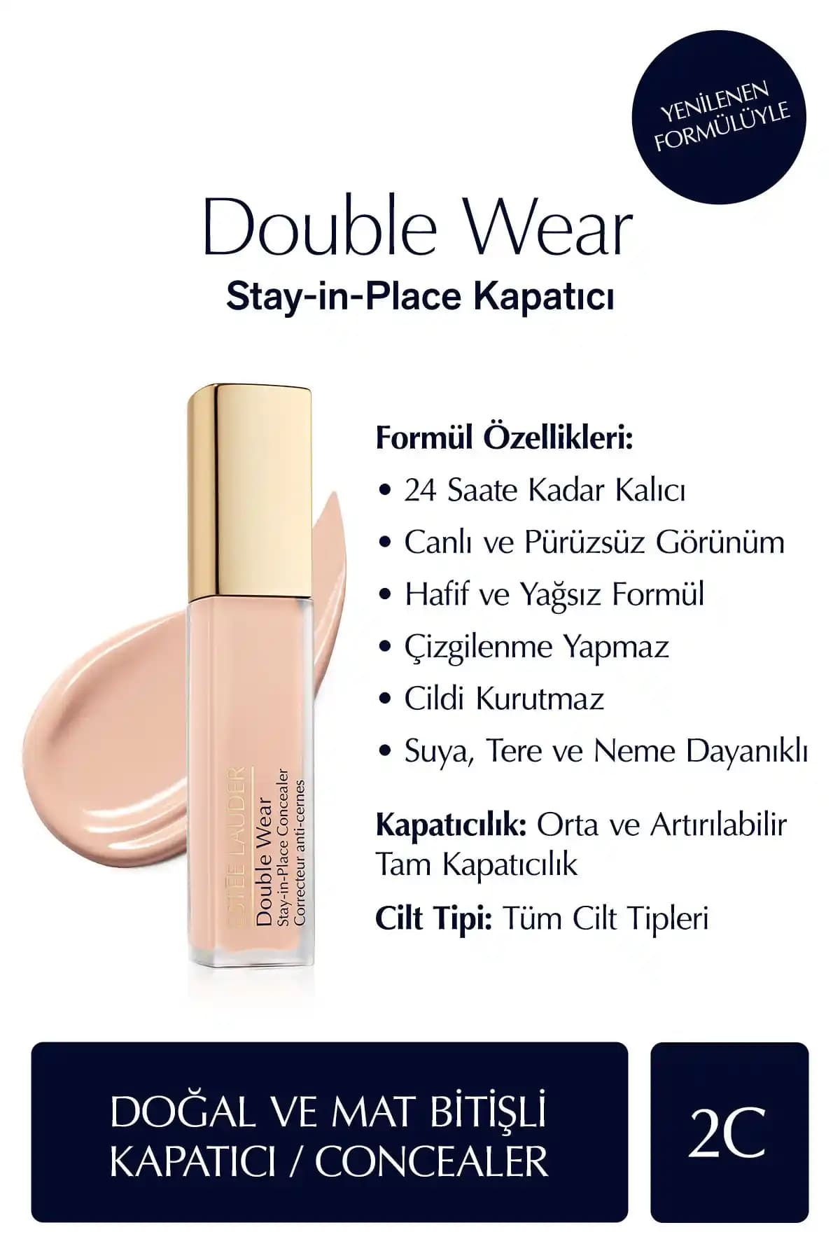 Estée Lauder Double Wear Stay-in-Place Konkaler: Uzun Süre Kalıcı ve Doğal Görünüm Sağlar
