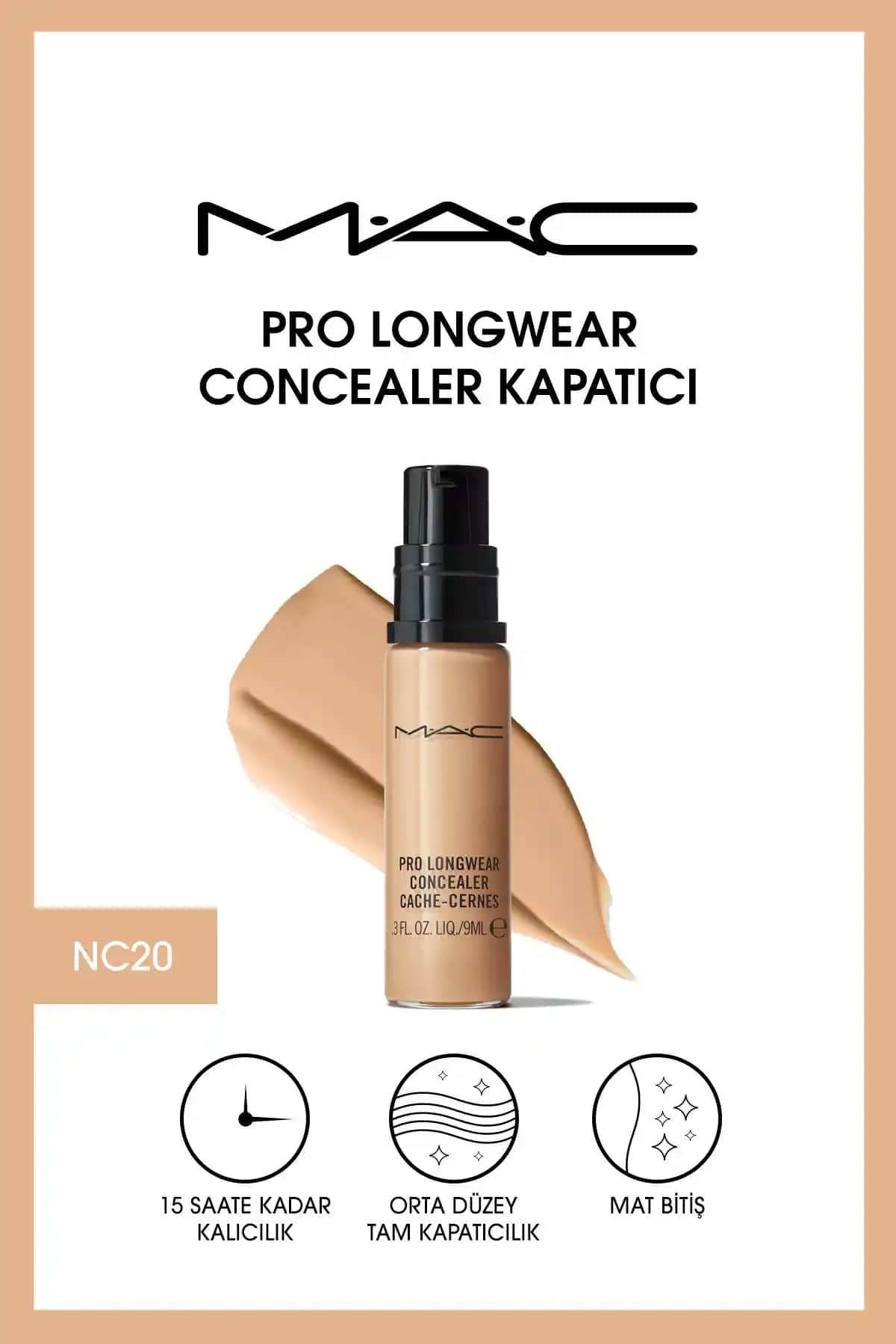 Mac Pro Longwear Concealer NC20 Göz Altı Kapatıcısı Uzun Süreli ve Suya Dayanıklı