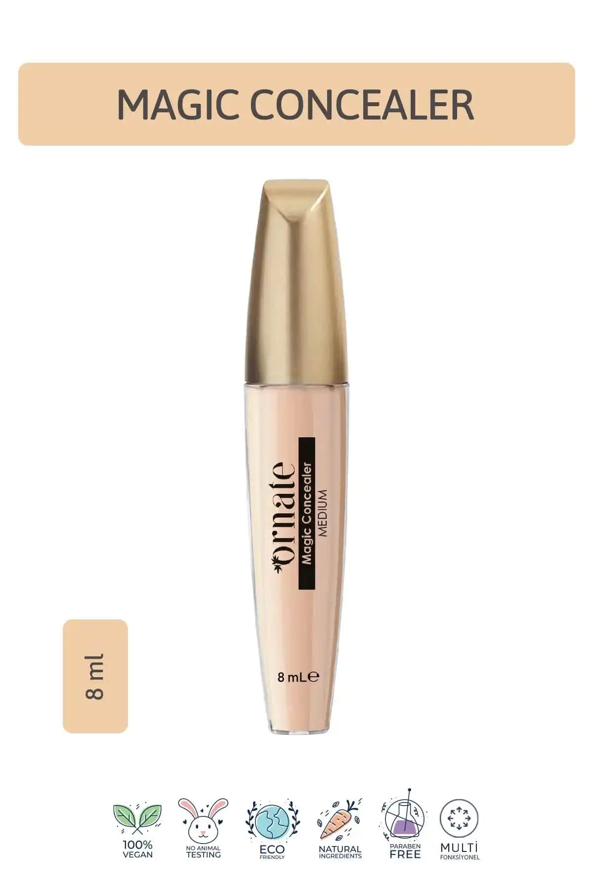 ORNATE Magic Concealer Kapatıcı Krem 02 Medium, Günlük ve Kalıcı Makyaj İçin Uygun