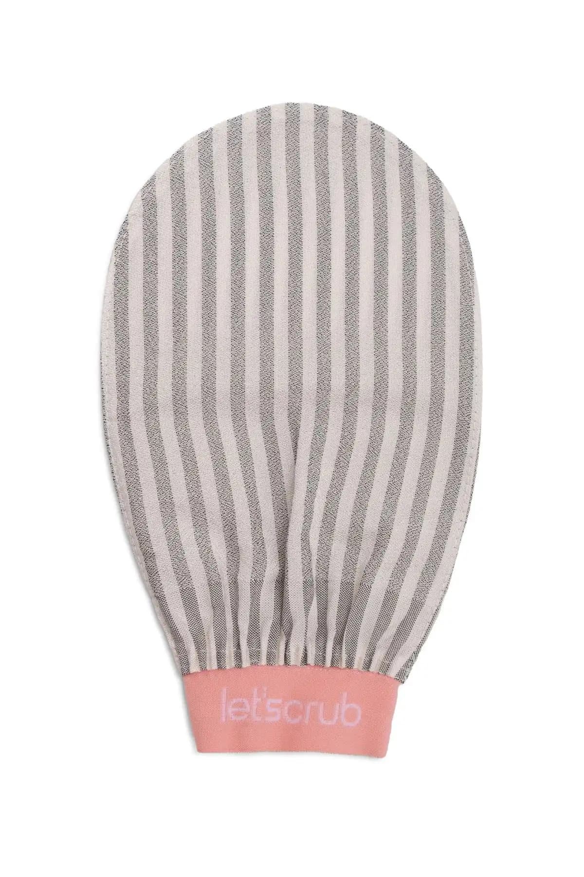 LETSCRUB Premium Ekru Zebra Banyo Kesesi ve Peeling Eldiveni ile Cilt Bakımında Yeni Dönem