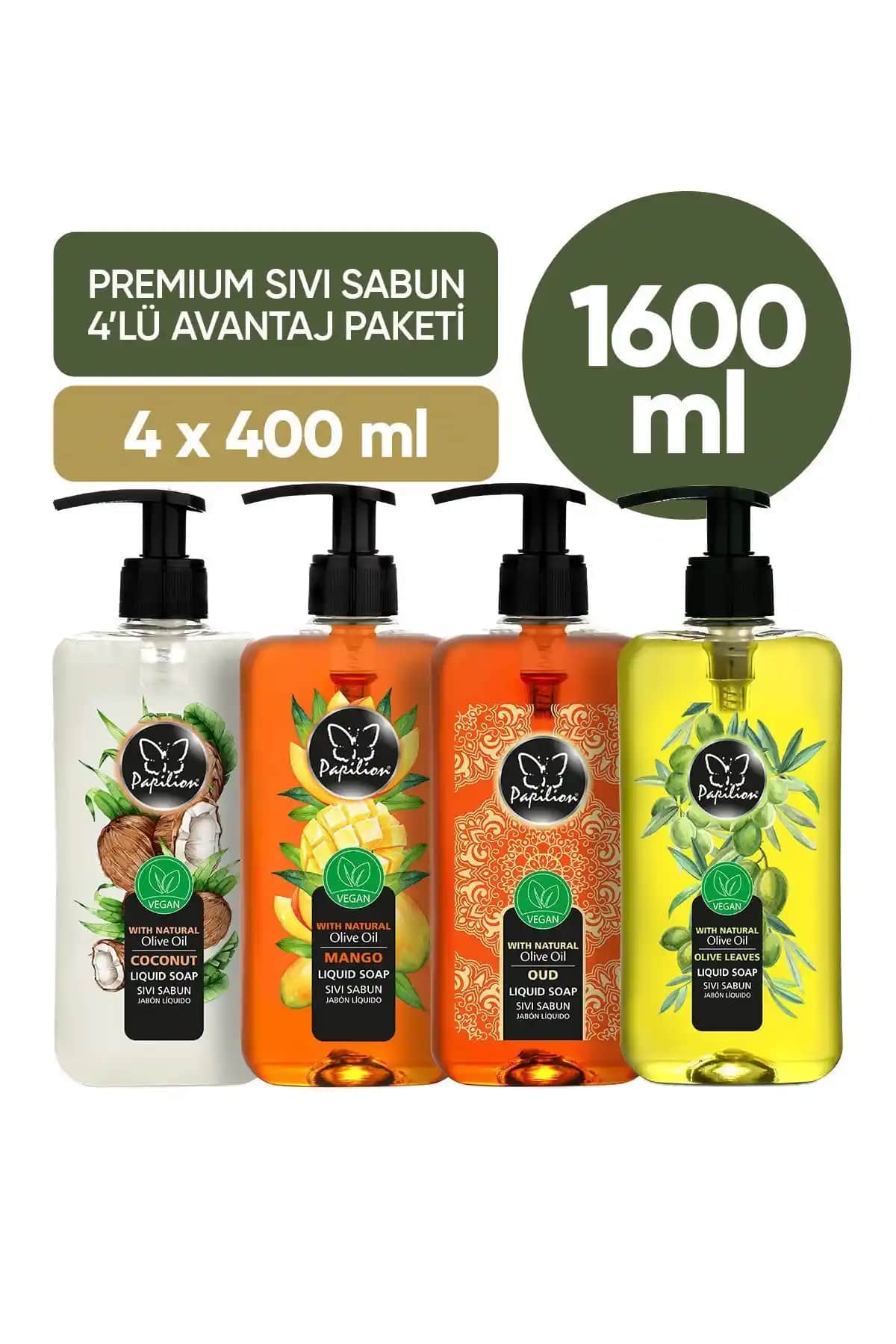 Papilion Sıvı Sabun 4'lü Avantaj Paketi Doğal ve Ferah Temizlik Çözümleri
