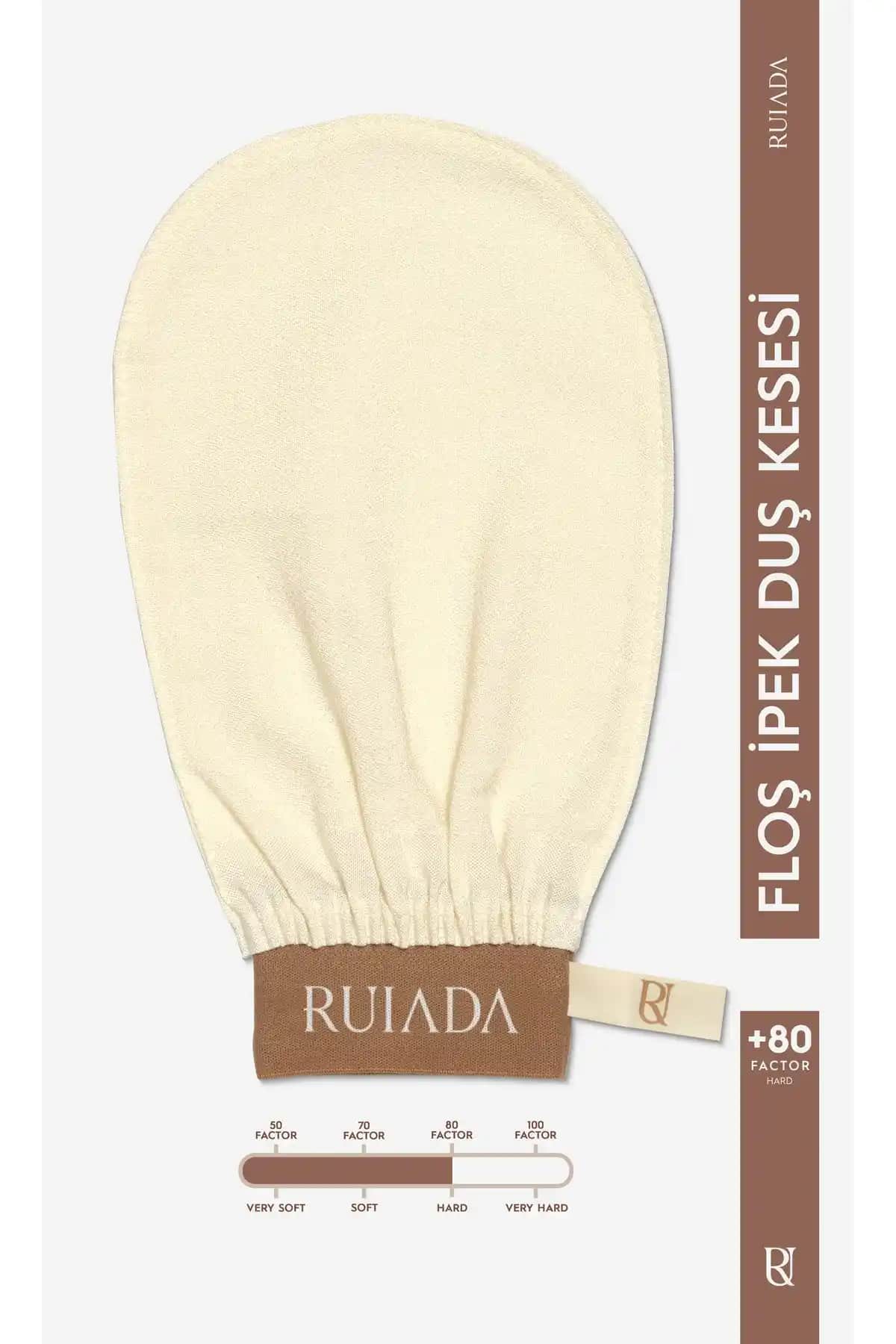 RUIADA 80 Factor Ekru Banyo Duş Kesesi Peeling Eldiveni Sağlıklı Cilt İçin Uygun