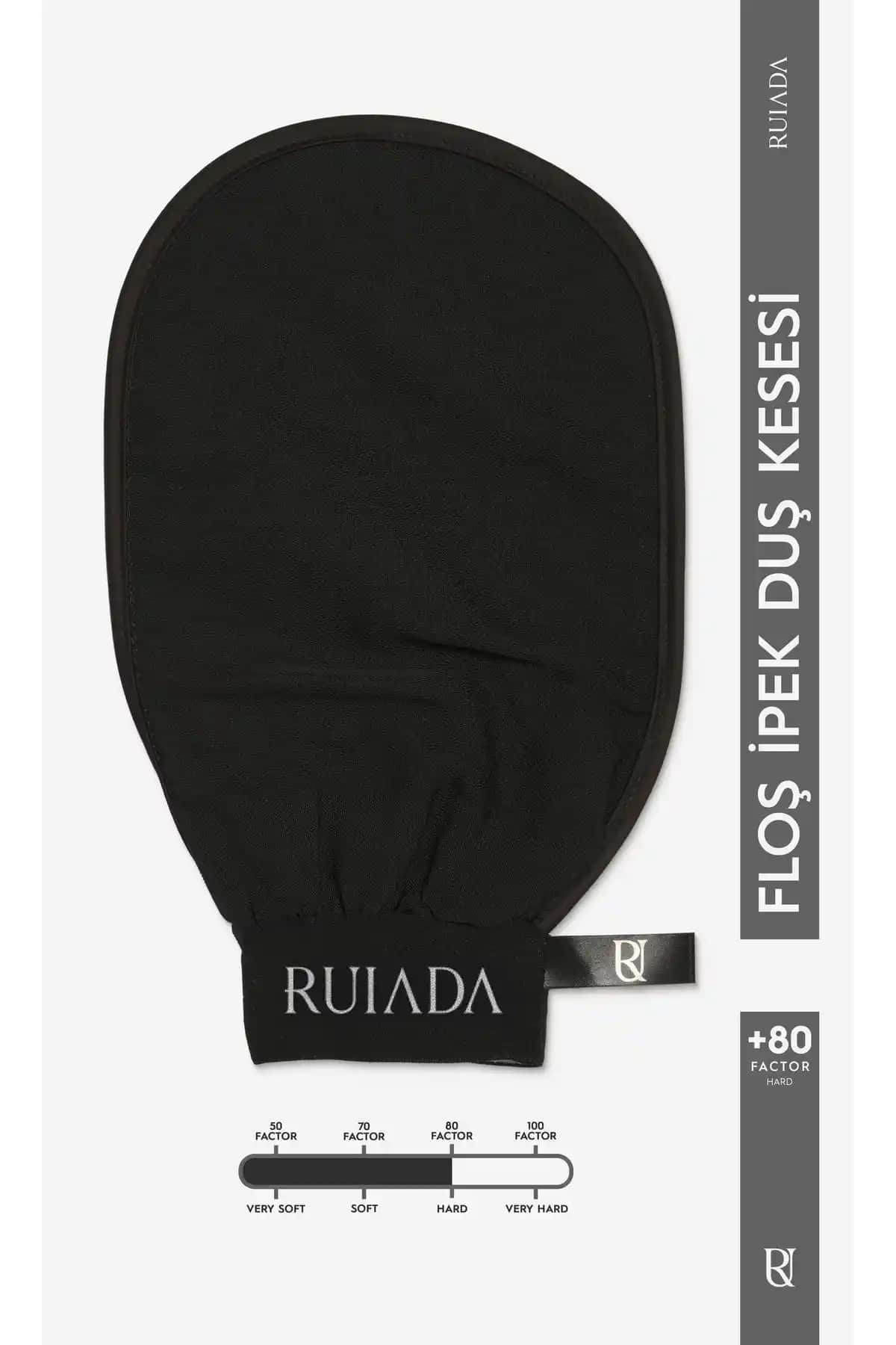 RUIADA 80 Factor Siyah Banyo Duş Kesesi Peeling Eldiveni ile Sağlıklı ve Pürüzsüz Cilt