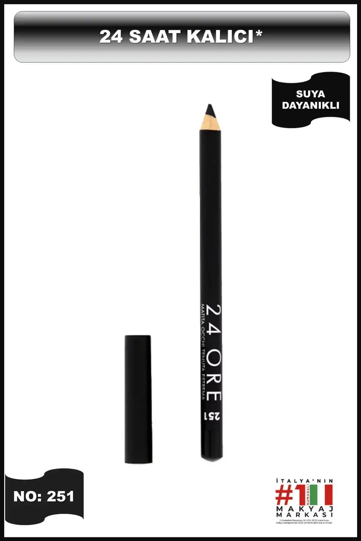Deborah 24ore Siyah Göz Kalemi No: 251 – Mat Görünümde Uzun Süre Dayanan Göz Makyajı Aksesuarı
