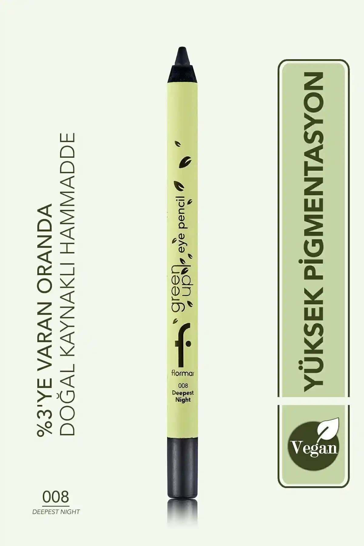 Flormar Green Up Göz Kalemi 008 Deepst Nght Yoğun Pigmentli ve Vegan Formül