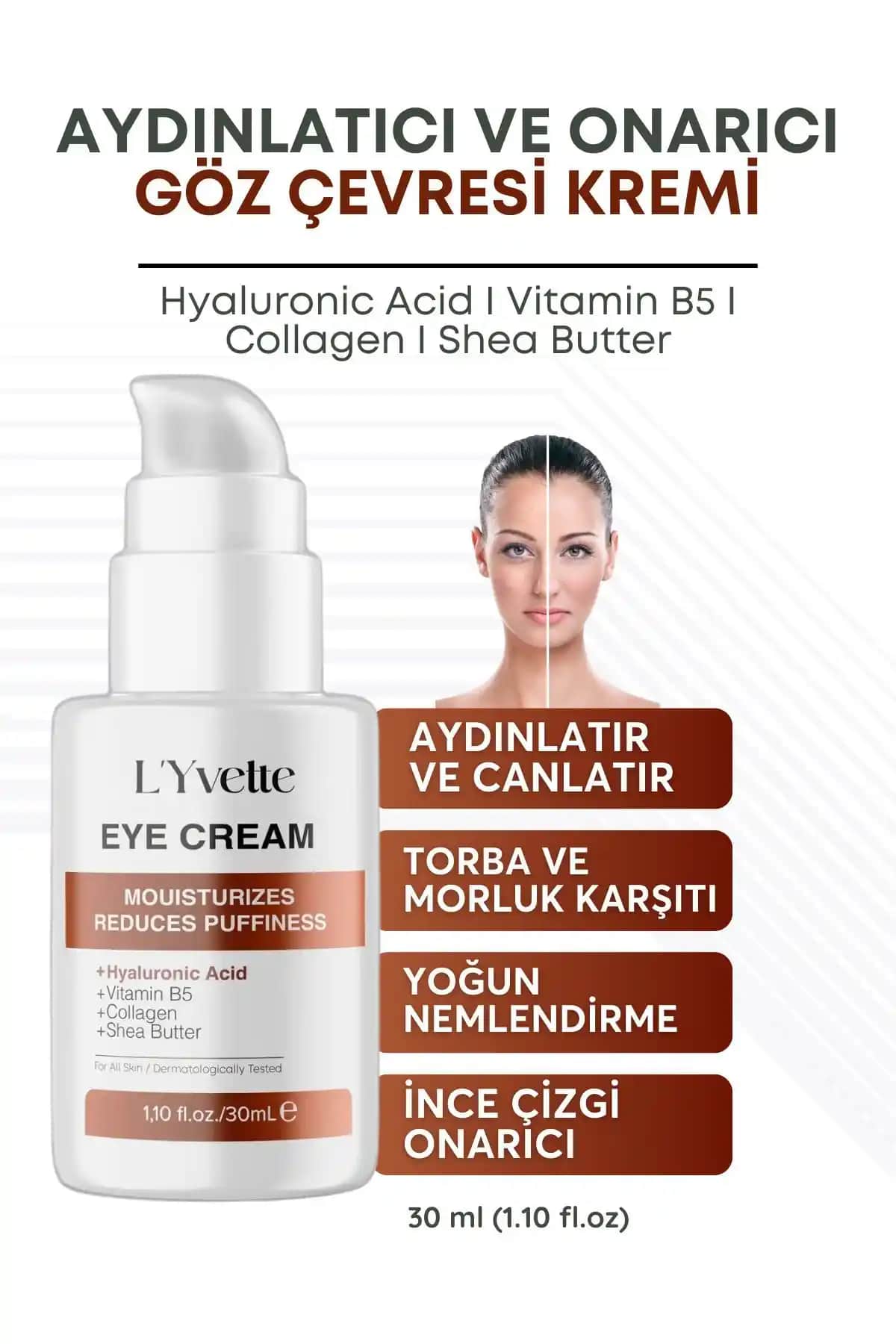 L'Yvette Peptid Complex Göz Altı Torbası: İnce Çizgiler ve Morluklar İçin Etkili Bakım