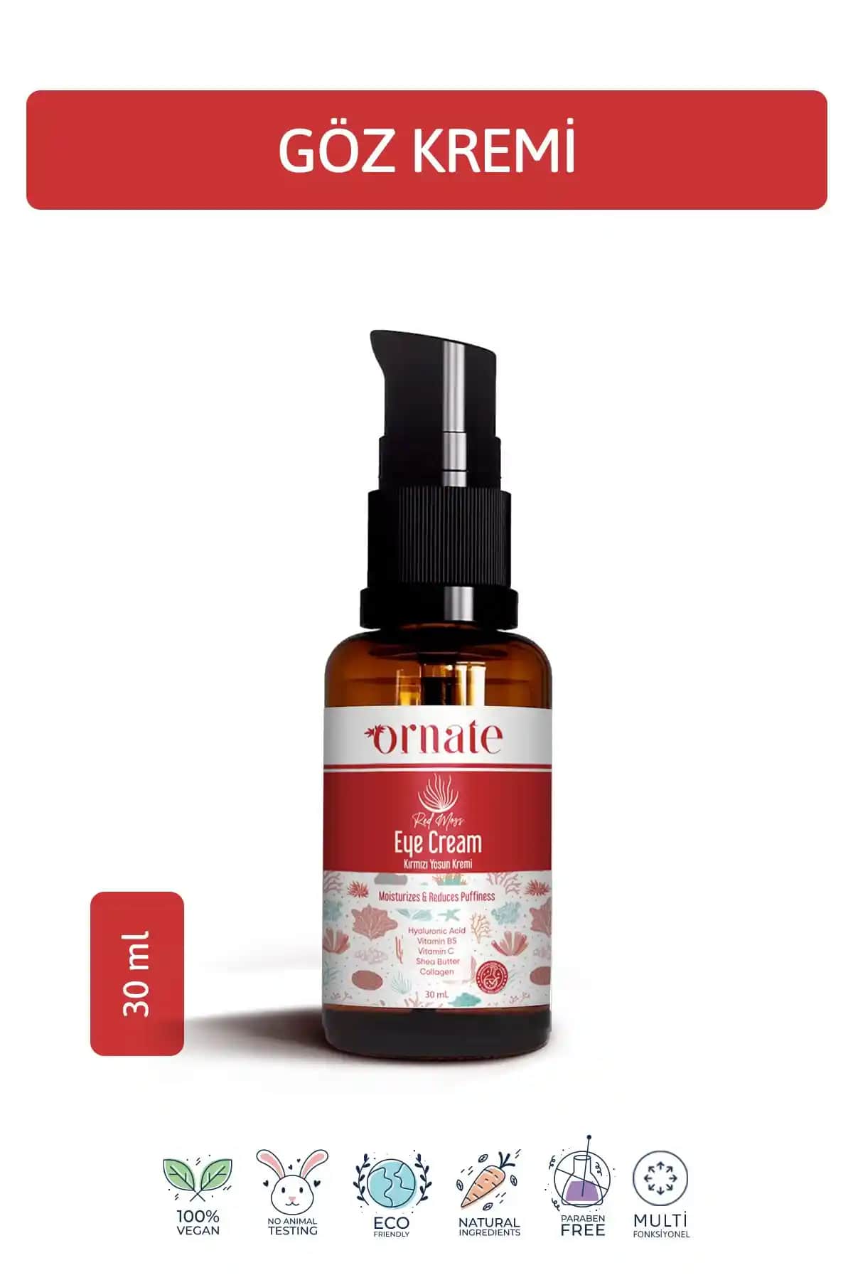 Ornate Göz Altı Koyu Görünümünü Azaltan ve Kırışıklık Önleyici Nemlendirici Krem