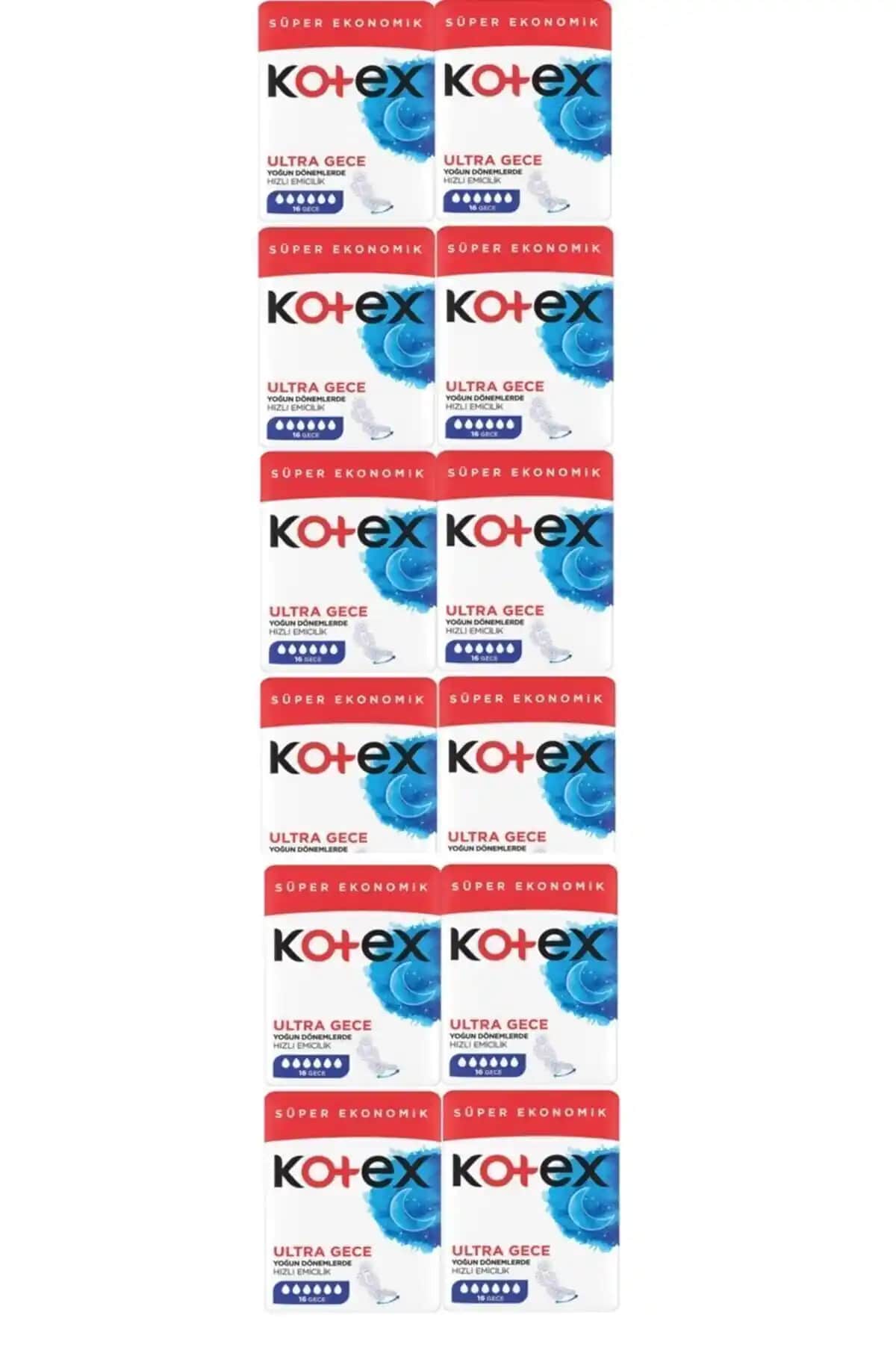 Kotex Ultra Hijyenik Ped Gece 16'lı 12 Paket ile Güvenli ve Konforlu Gece Kullanımı