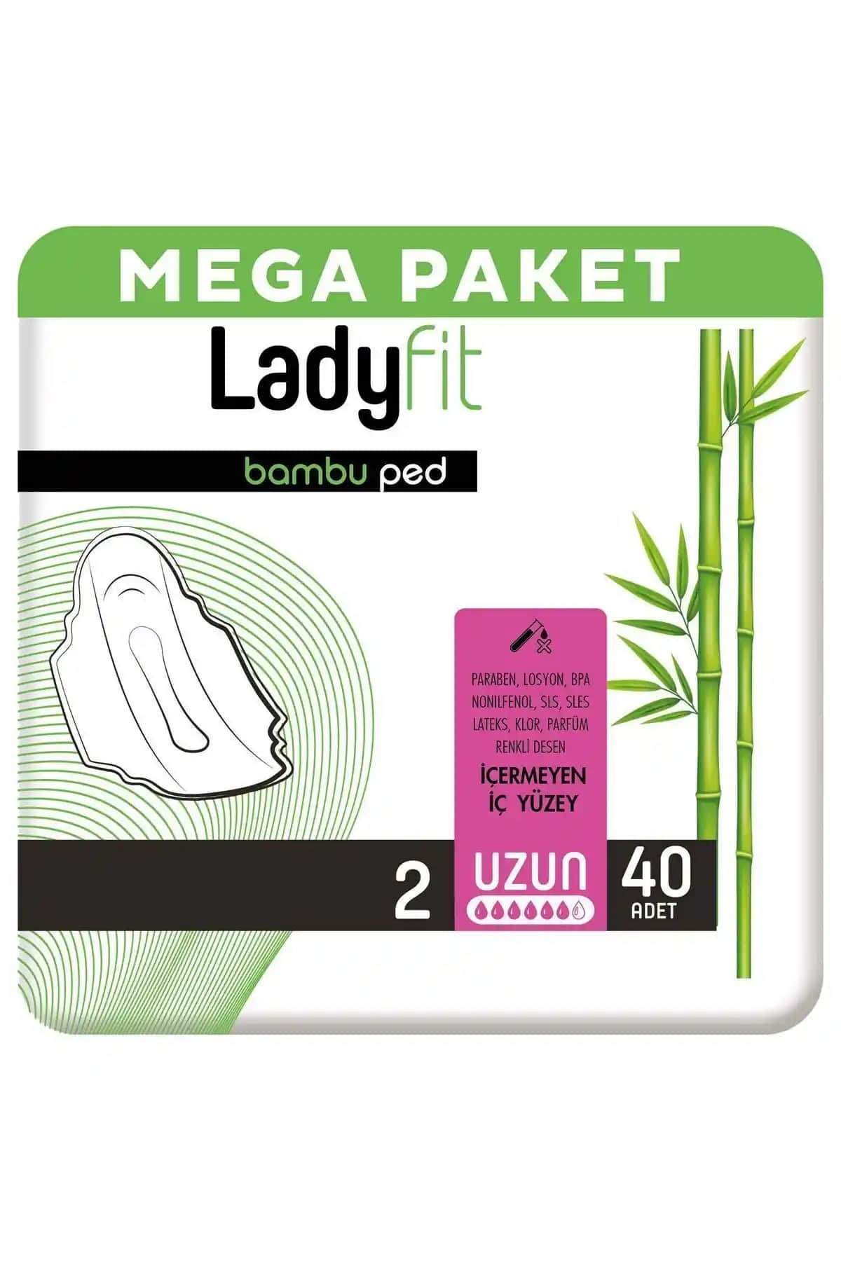 Lady Fit Bambu Ped Mega Uzun 40 Ped Günlük Kullanım İçin Doğal ve Konforlu Hijyenik Pedler