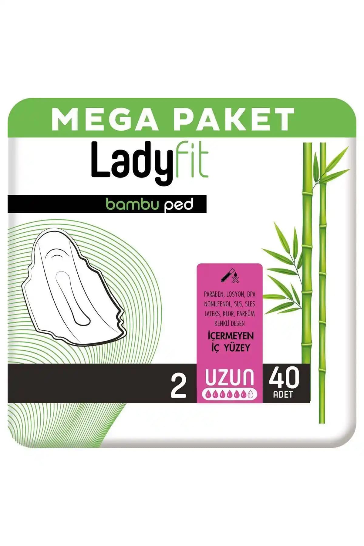 Lady Fit Bambu Ped Mega Uzun 40 Ped Günlük Kullanım İçin Doğal ve Konforlu Hijyenik Pedler