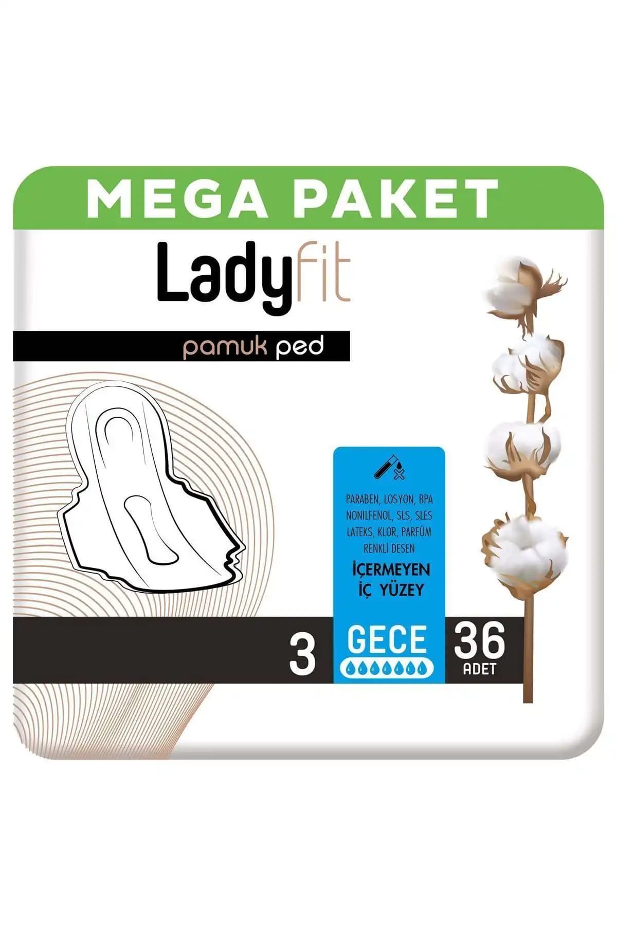 Lady Fit Pamuk Ped Mega Gece: Organik İçerik ve Güvenli Koruma Sağlayan Hijyen Pedleri