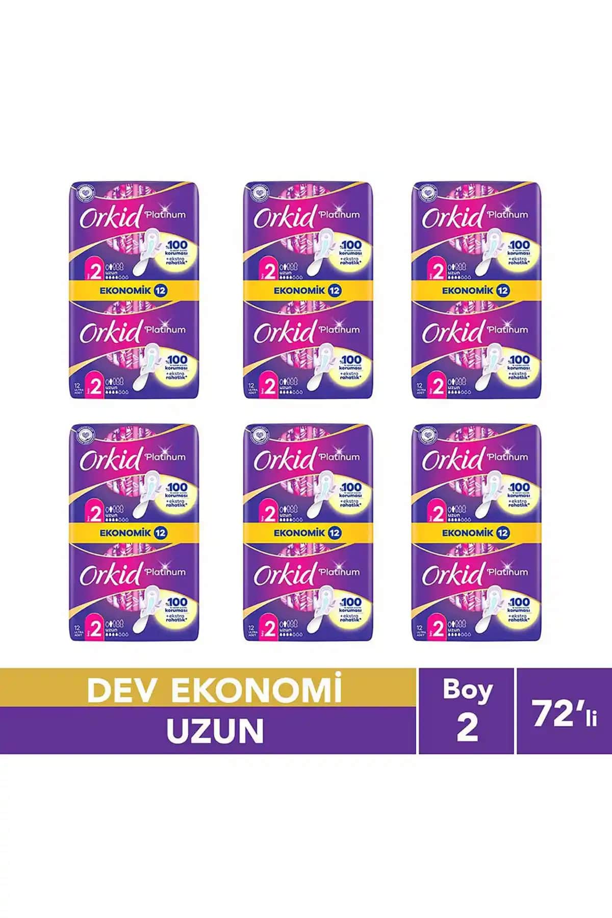 Orkid Platinum Hijyenik Ped Uzun 72 Adet Kadınlar İçin Güvenli ve Konforlu Kullanım