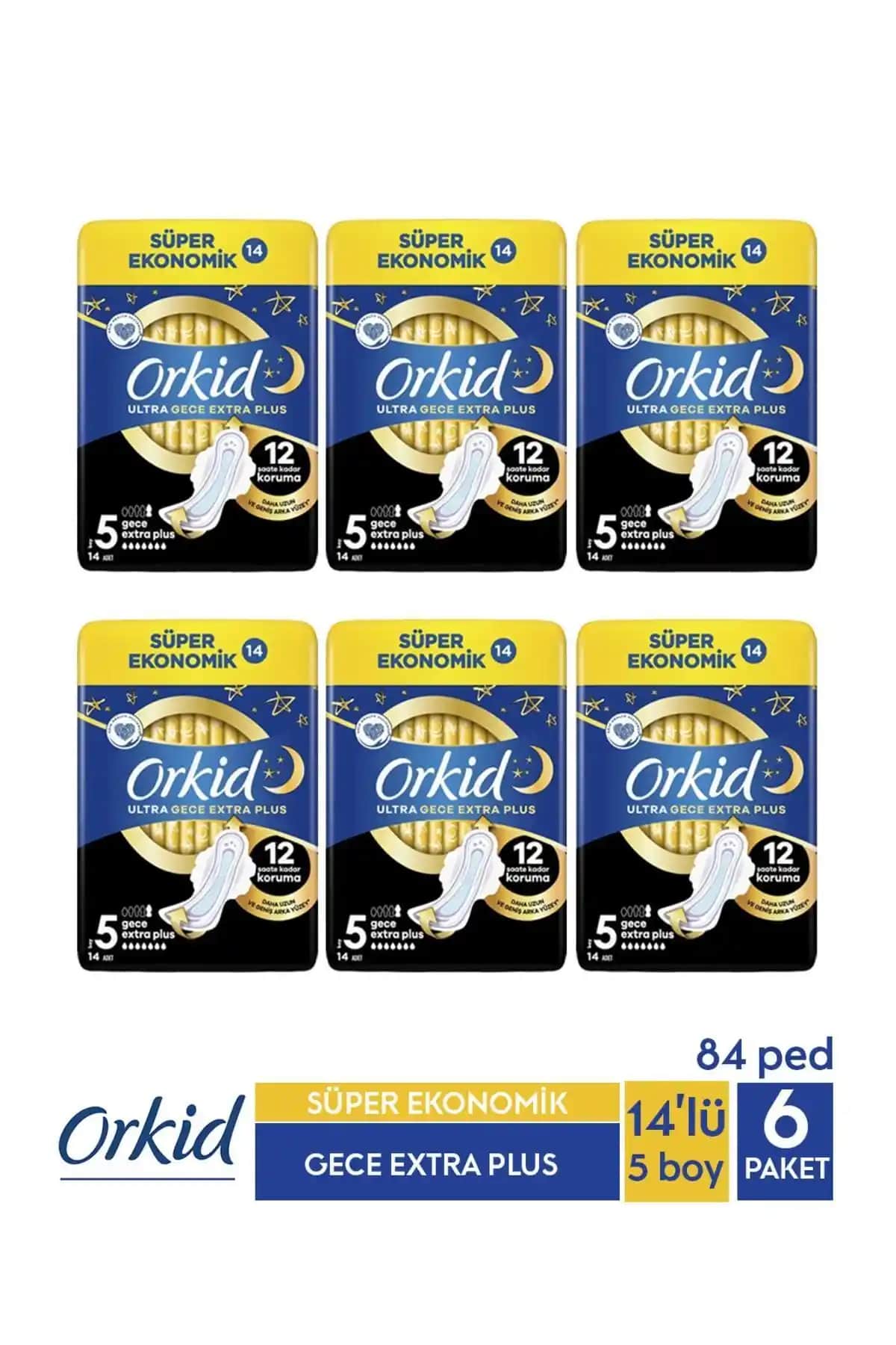 Orkid Ultra Extra 4'lü Gece Ekstra Plus: Uzun ve Anti Alerjik Günlük Hijyen Ürünü