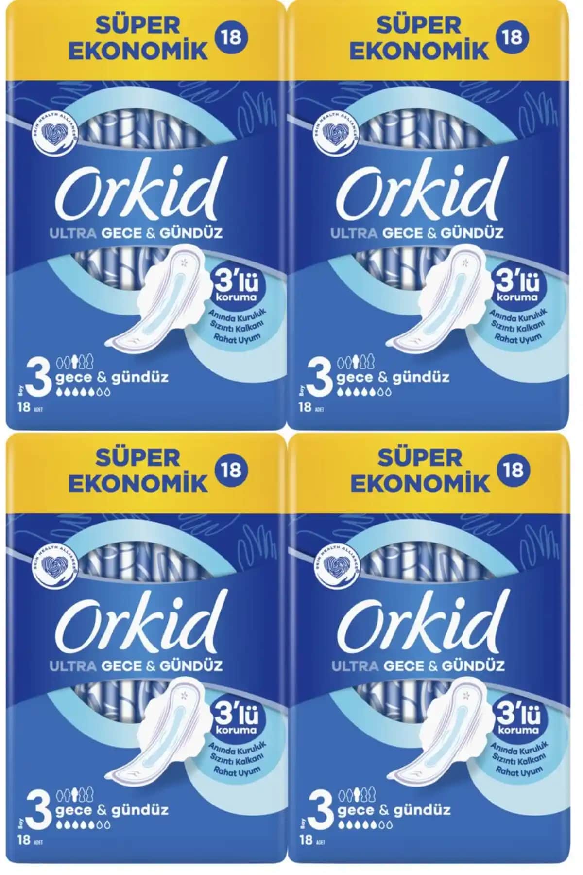 Orkid Ultra Hijyenik Ped 3 Numara Gündüz ve Gece Kullanımı İçin Güvenilir ve Konforlu
