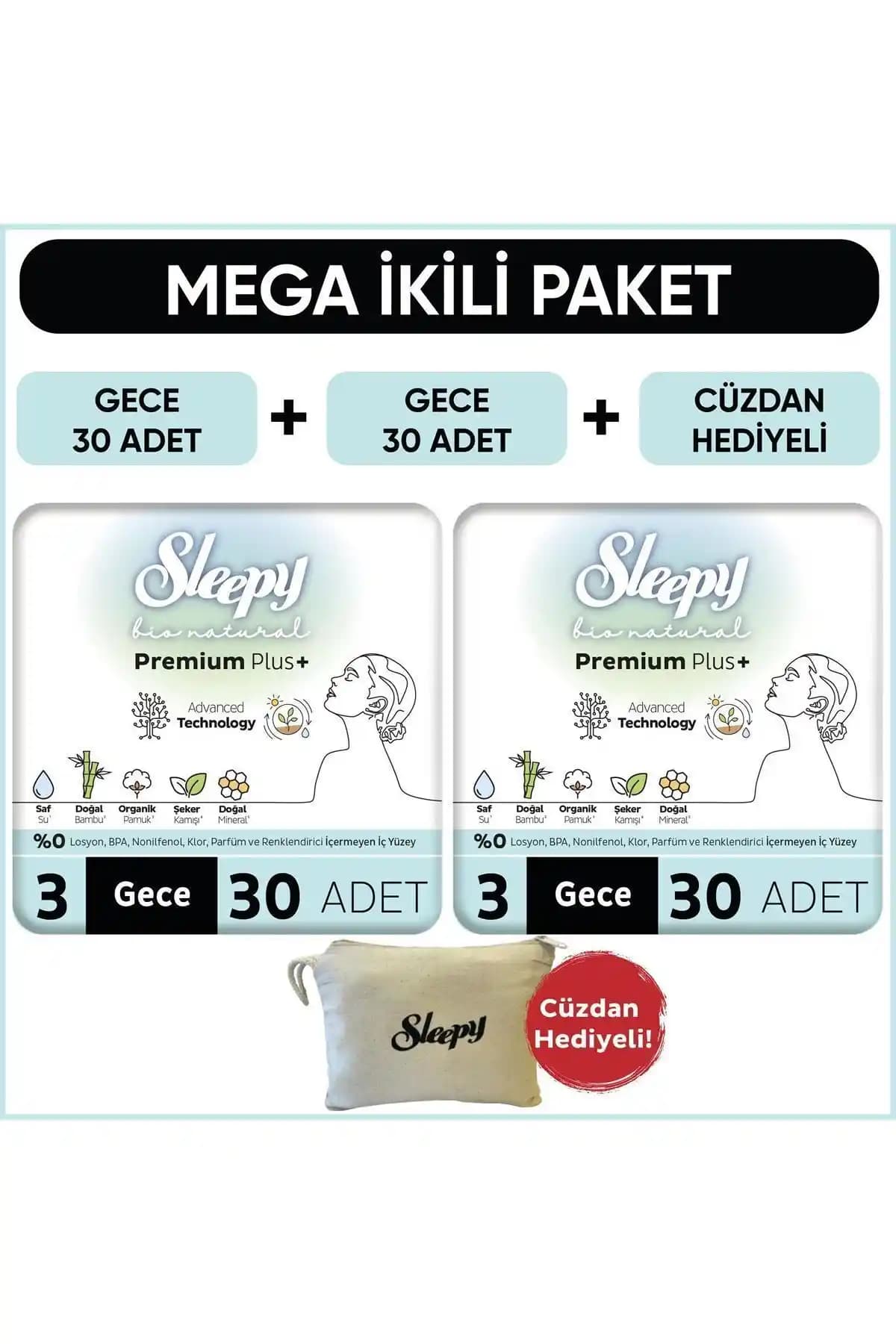 Sleepy Bio Natural Plus Hijyenik Ped Mega Paket Gece Kullanımı ve Özellikleri