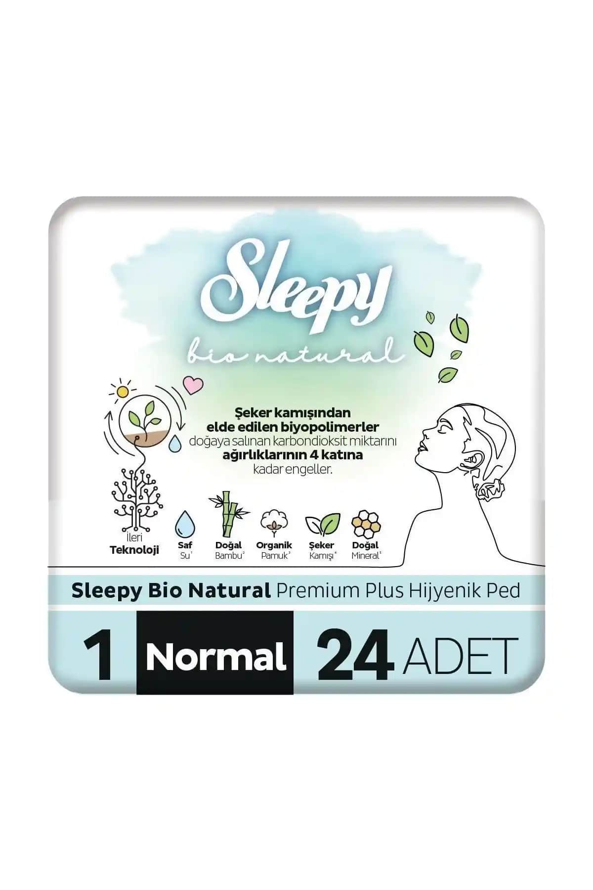 Sleepy Bio Natural Premium Plus hijyenik ped doğal içeriklerle günlük kullanım için uygun