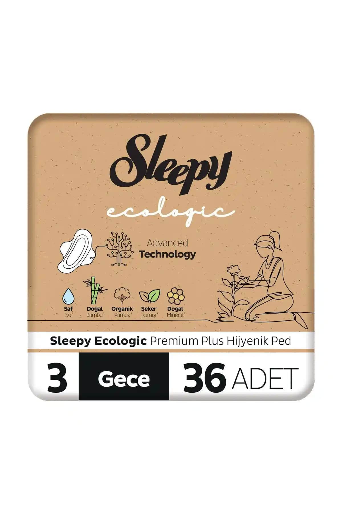 Sleepy Ecologic Premium Plus Gece Hijyenik Pedleri Organik ve Hassas Ciltlere Uygun