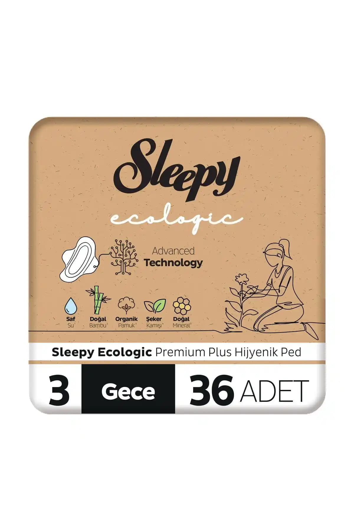 Sleepy Ecologic Premium Plus Gece Hijyenik Pedleri Organik ve Hassas Ciltlere Uygun