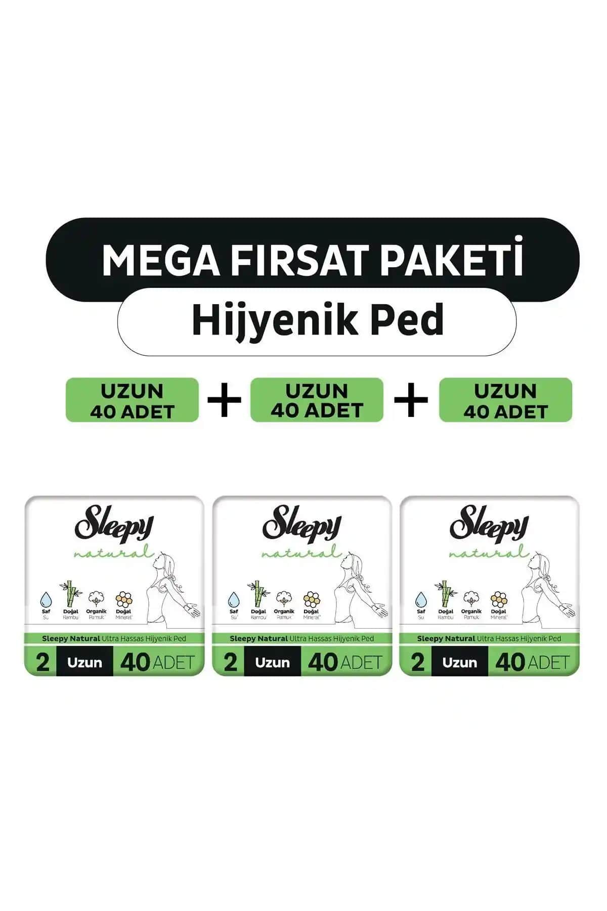 Sleepy Natural Ultra Hassas Hijyenik Ped 120 Adet Uzun ve Organik İçeriklerle Güvenli Kullanım