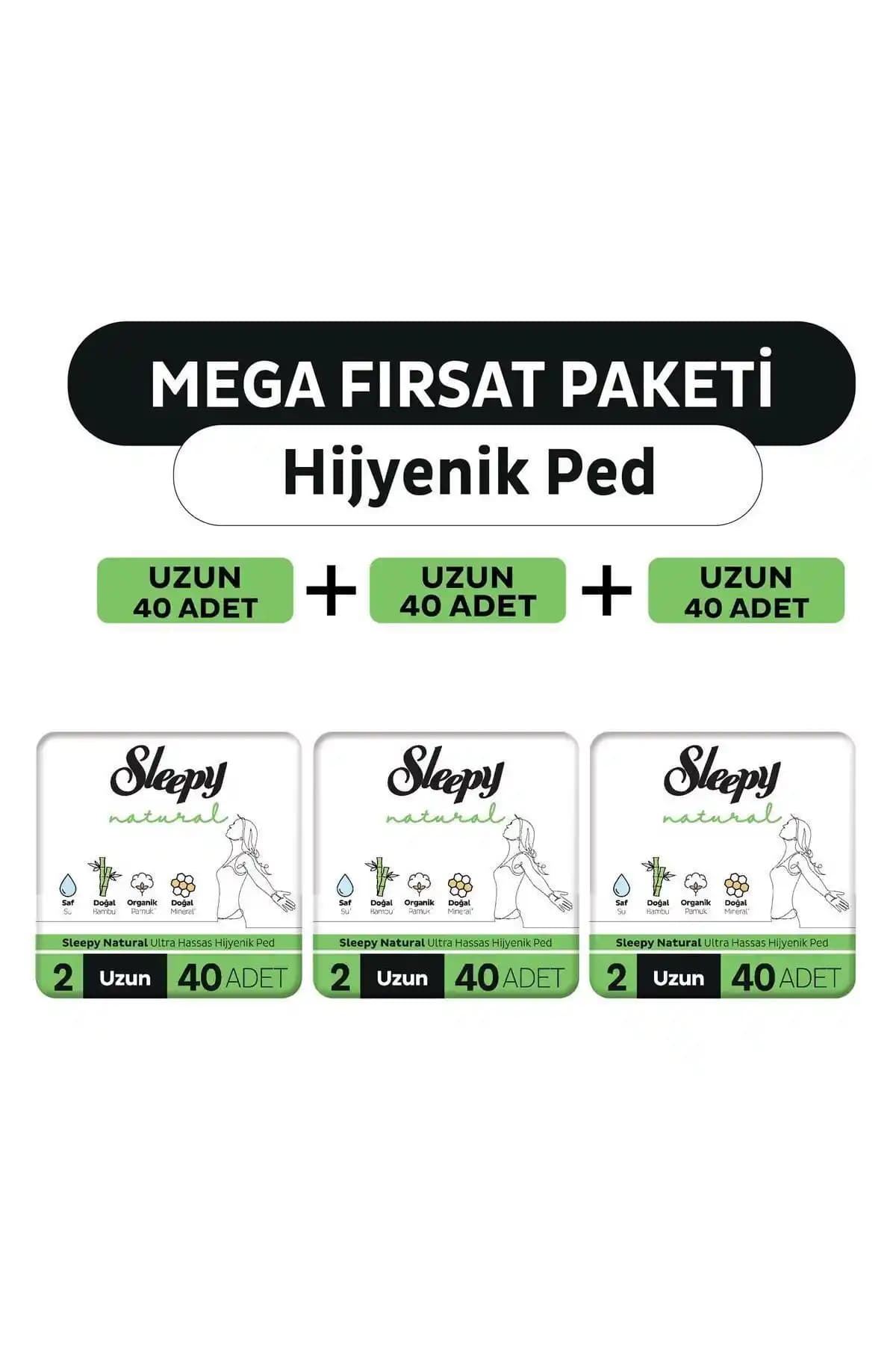 Sleepy Natural Ultra Hassas Hijyenik Ped 120 Adet Uzun ve Organik İçeriklerle Güvenli Kullanım