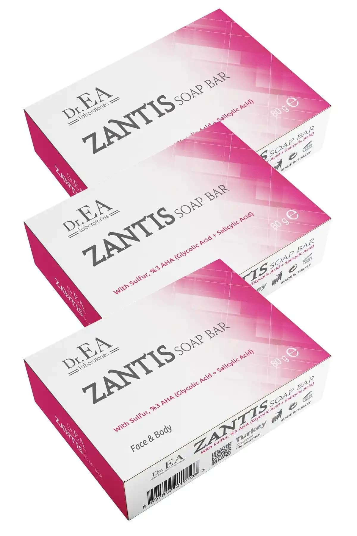Dr. EA Laboratories Zantis 3'lü Sabun Kükürt, Salisilik ve Glikolik Asit ile Cilt Bakımı