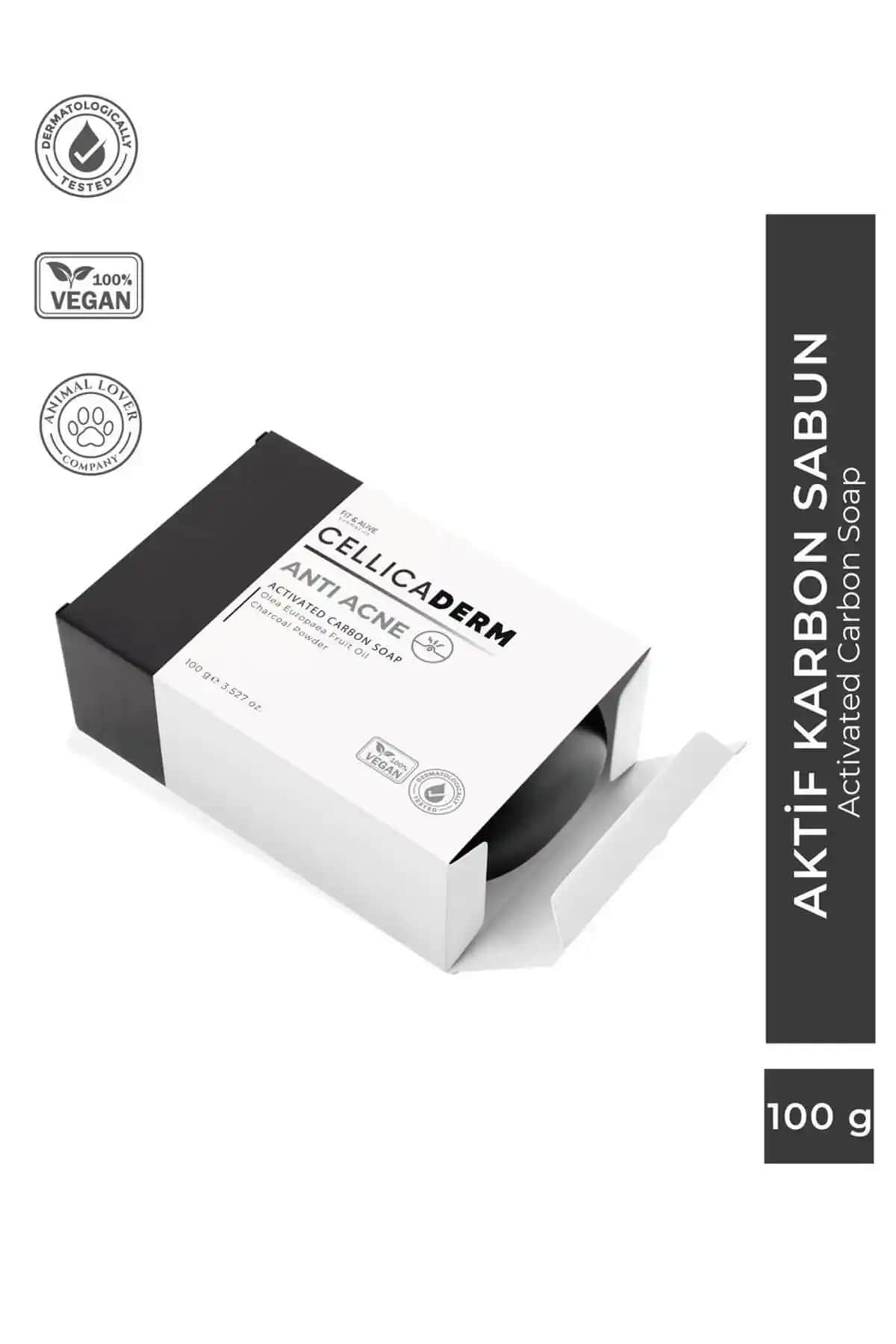 Fit & Alive Fitalive Cellicaderm Karbon Sabun Akne ve Siyah Nokta Temizliği İçin Uygun