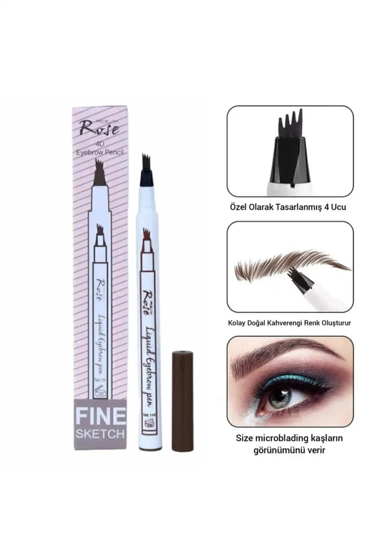 Roesıa Rose Cosmetics Koyu Kahverengi Microblading Etkili Kalıcı Kaş Kalemi
