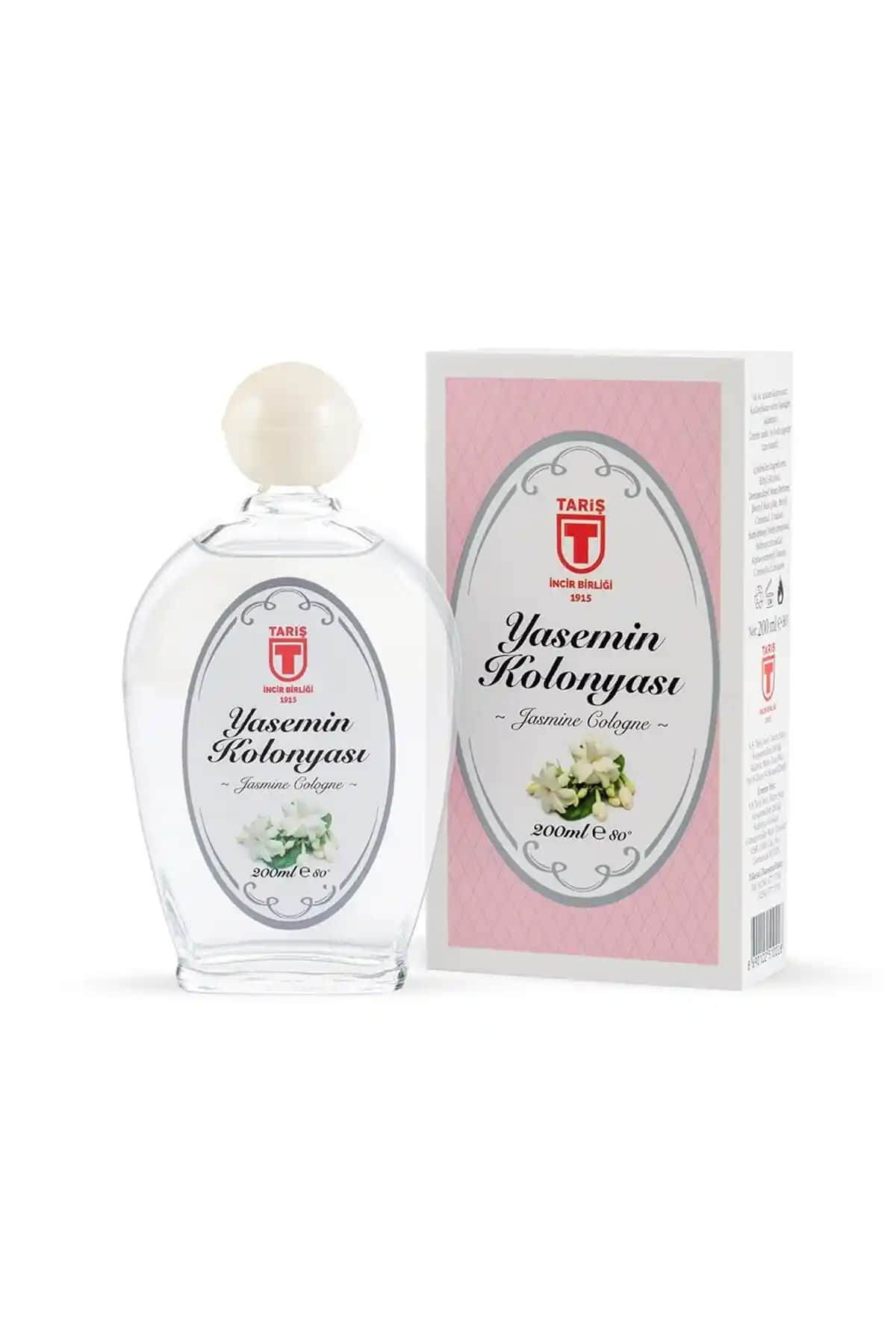 Tariş Yasemin Kolonyası 200 ml şeffaf cam şişe, doğal ve kalıcı ferahlatıcı koku
