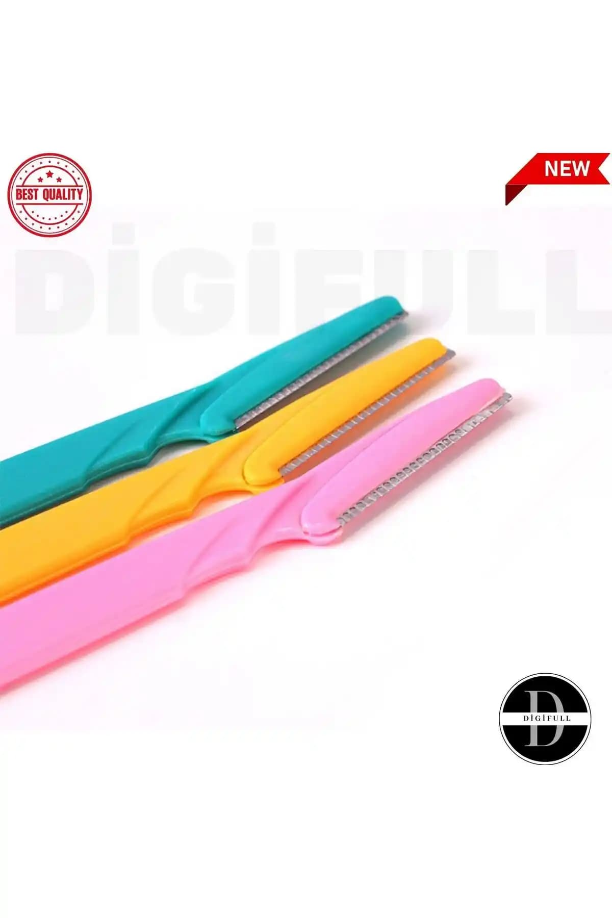 DİGİFULL Kaş Düzeltici Renkli Ustura 3'lü Çelik Seti Profesyonel ve Pratik Kullanım