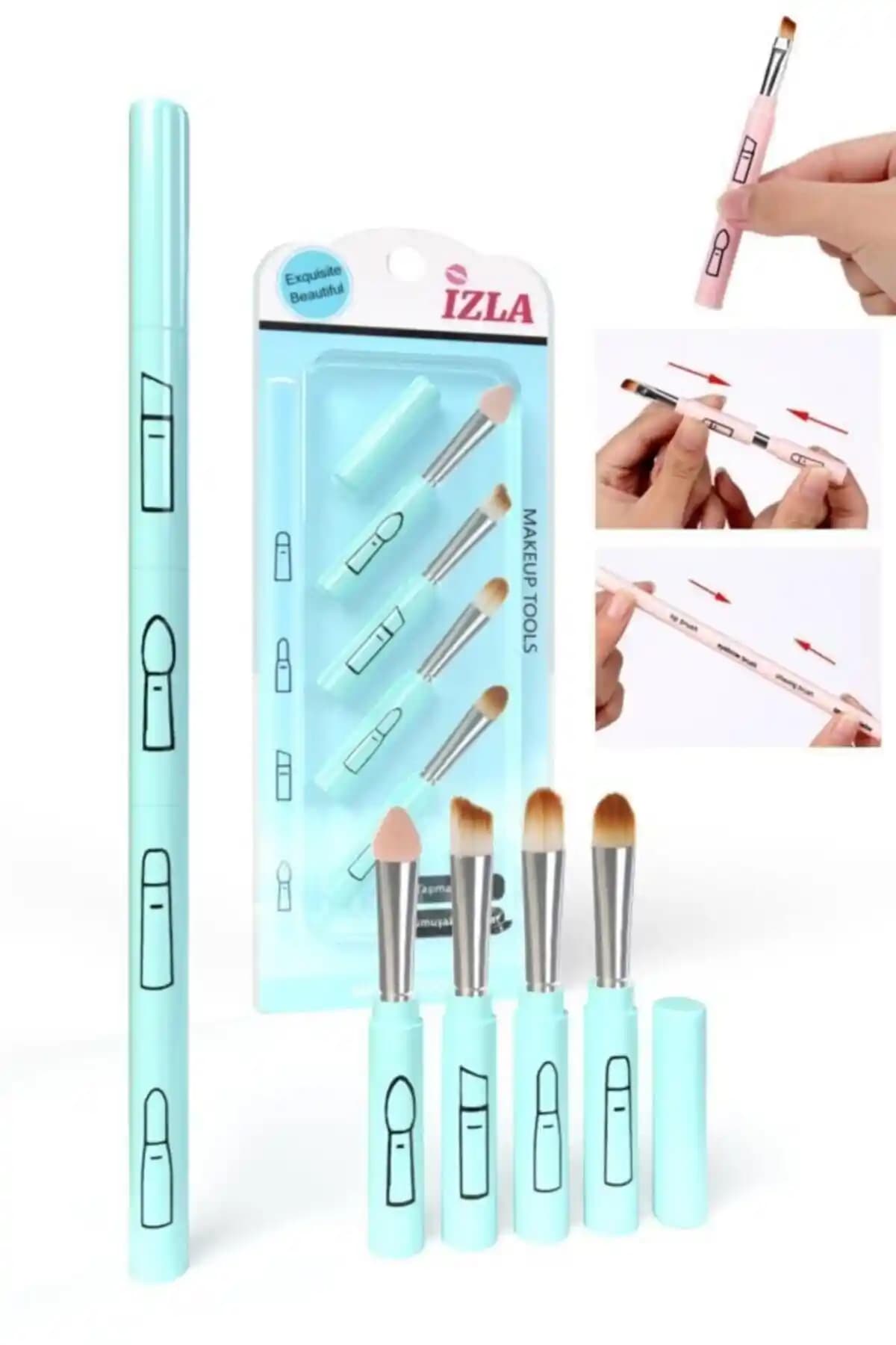 İzla Matruşka Fırça Seti Mavi: Şık Tasarım ve Yüksek Performanslı Makyaj Fırçası Seti