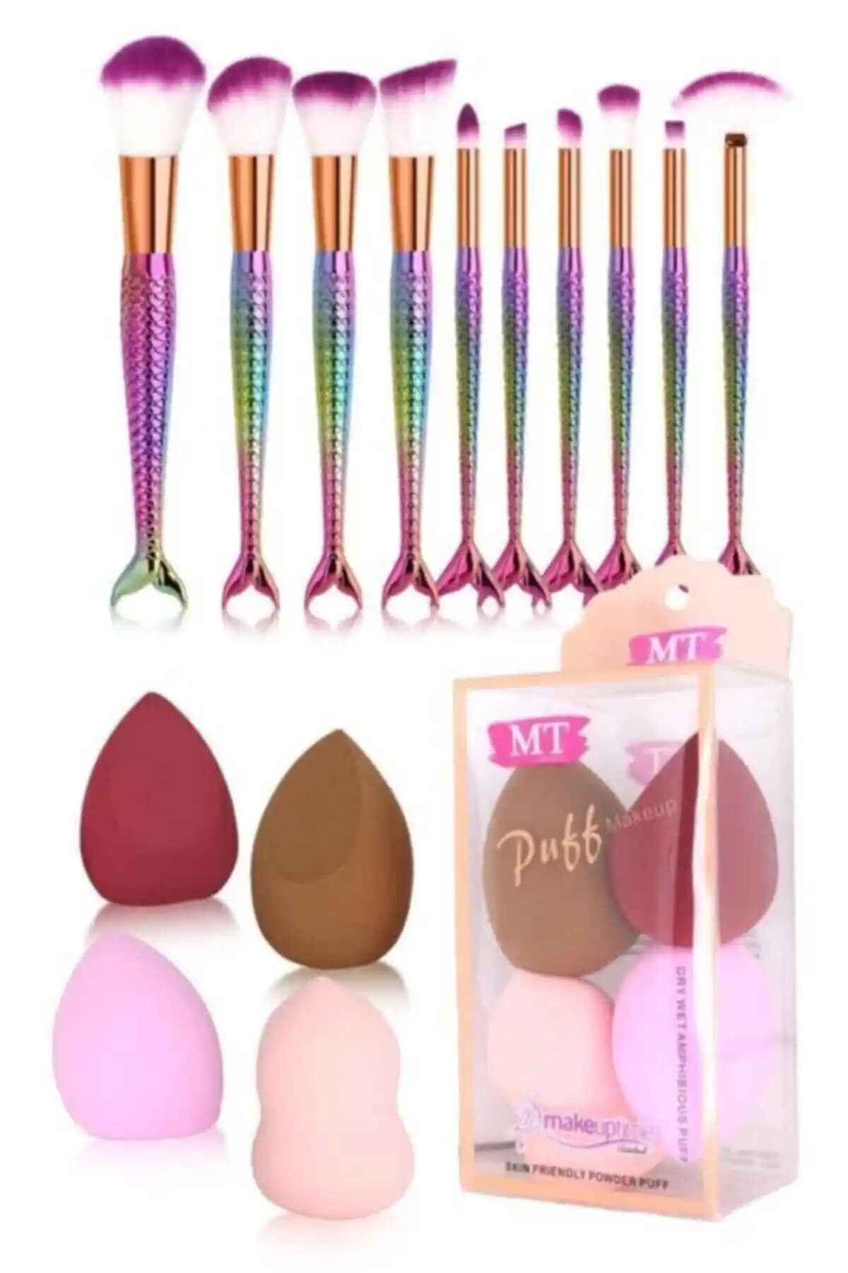 Müjgan 10'lu Gökkuşağı Balık Fırça ve Sünger Seti ile Profesyonel Makyaj Deneyimi