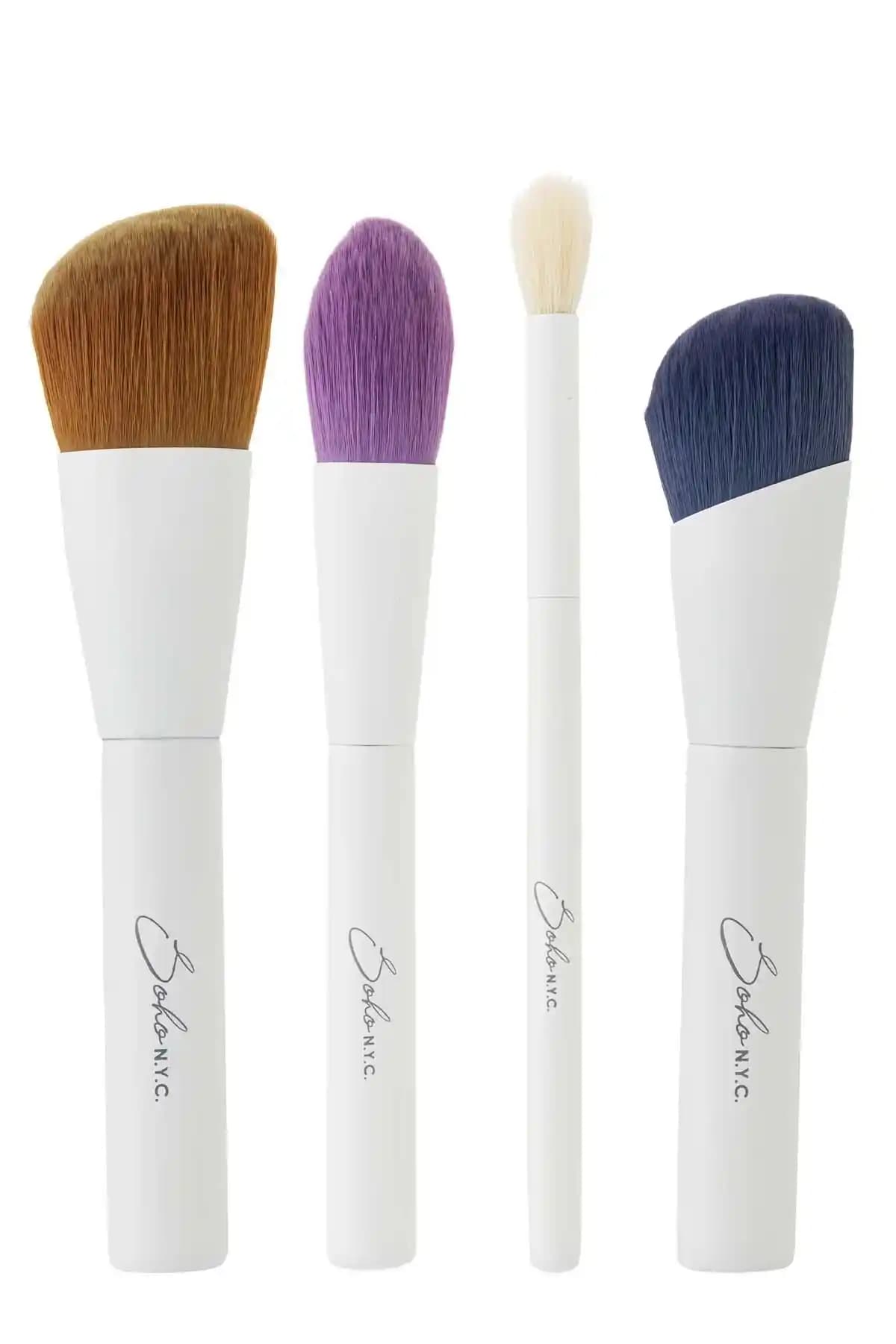 Soho N.Y.C. 4 Parçalık Vegan Yüz Makyaj Fırçası Seti Sürdürülebilir ve Etkili Kullanım İçin