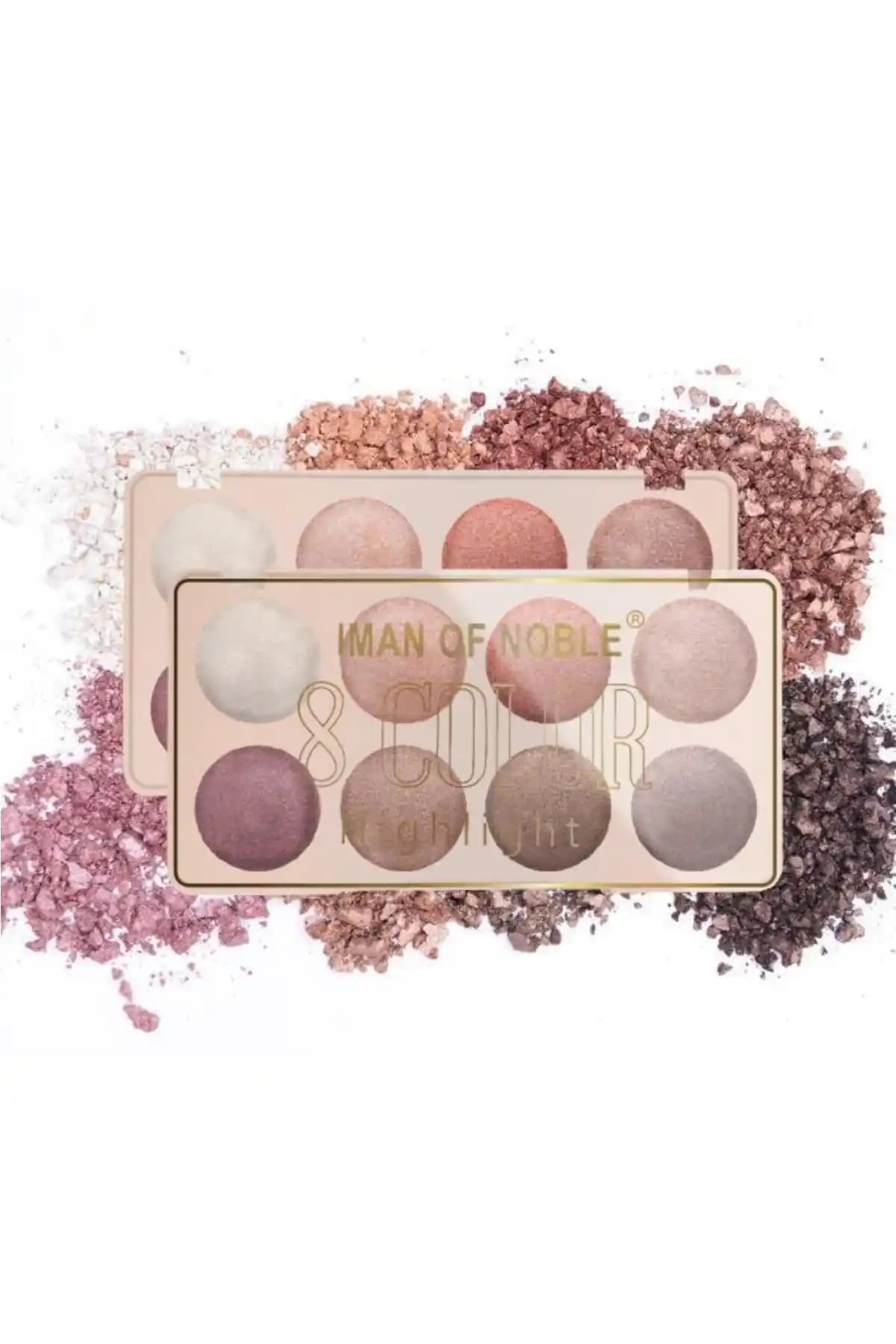 IMAN OF NOBLE 8 Renkli Sedefli Highlighter Far Paleti ile doğal ve parlak makyajlar yapın