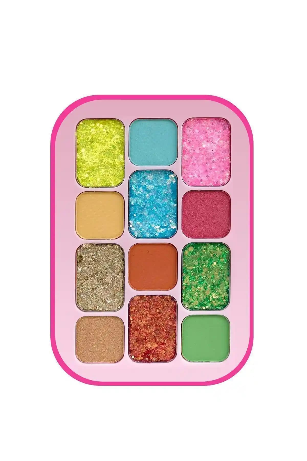 Roesıa Rose Glitter Far Paleti 12'li Parlak ve Renkli Göz Makyajı İçin Ideal