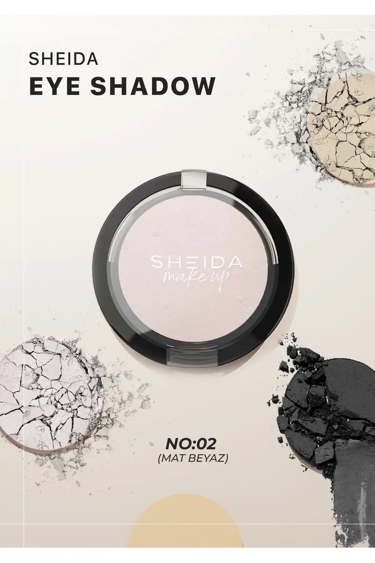 Sheida Eye Shadow Mat Beyaz Göz Farı No:02 - Uzun Süre Dayanıklı ve Yüksek Pigmentli