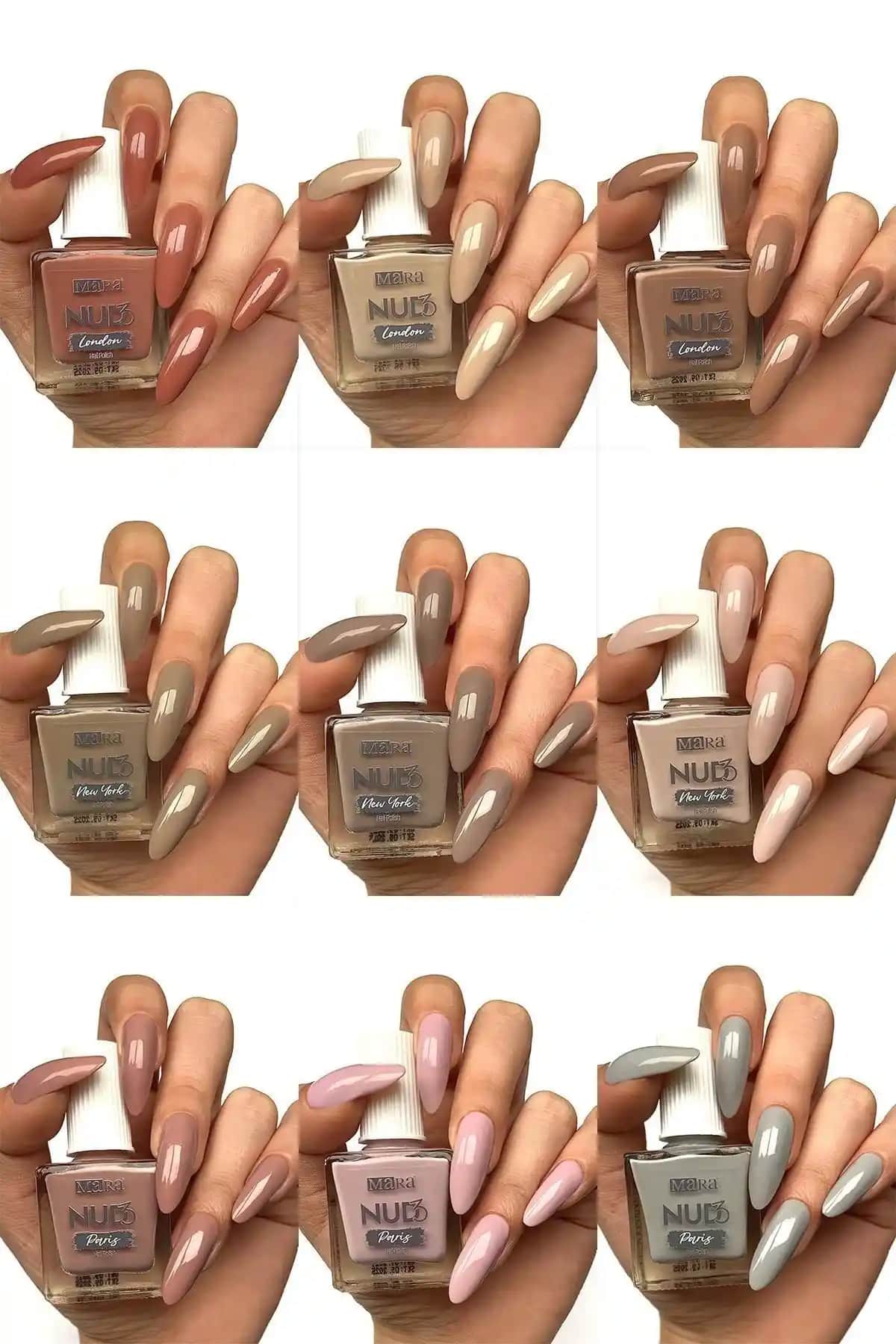 Mara Nude Oje Seti: Şık ve Dayanıklı 9 Renkli Mat Oje Koleksiyonu