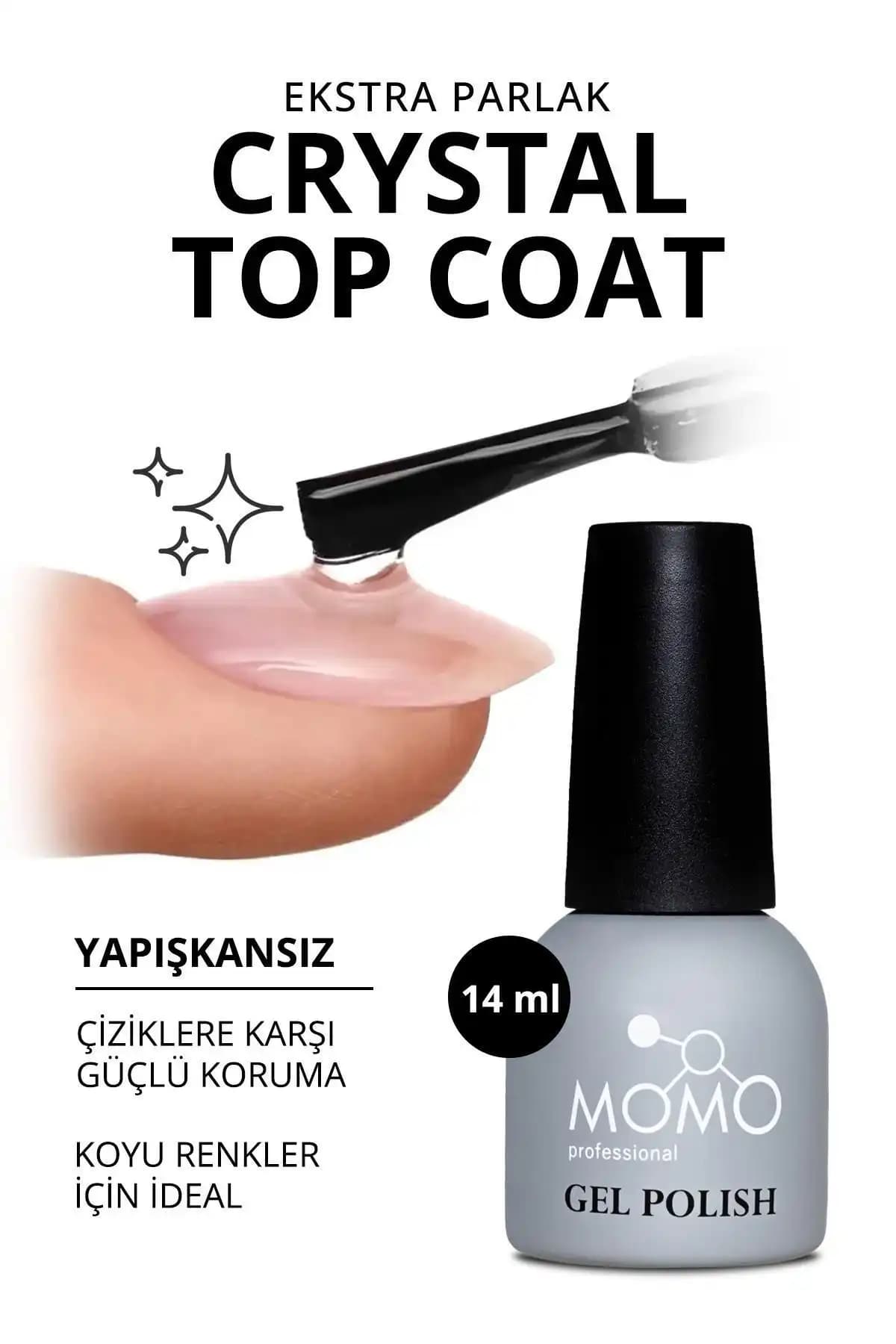 MOMO Professional Crystal Top Coat Kalıcı Oje İçin Güvenilir ve Dayanıklı Parlaklık Sağlayan Ürün