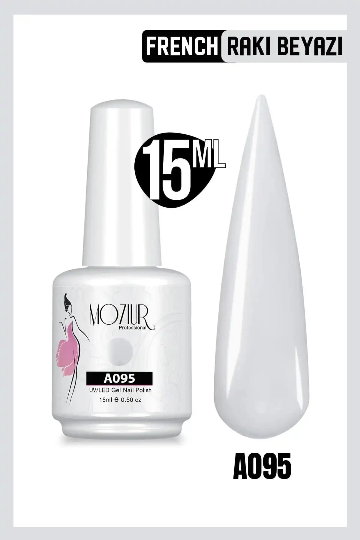 MOZIUR Kalıcı Oje UV Led A095 French Rakı Beyazı Uzun Süreli ve Şık Tırnaklar İçin