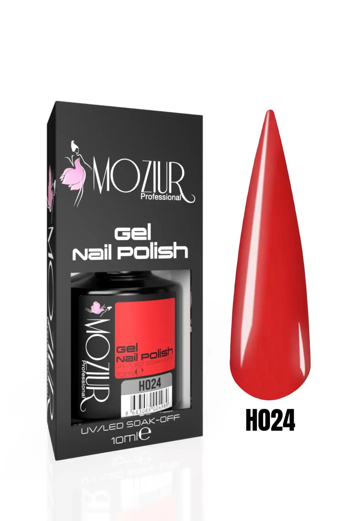 MOZIUR Kalıcı Oje UV Led H024 10ml - Uzun Süre Dayanıklı ve Parlak Kırmızı Oje