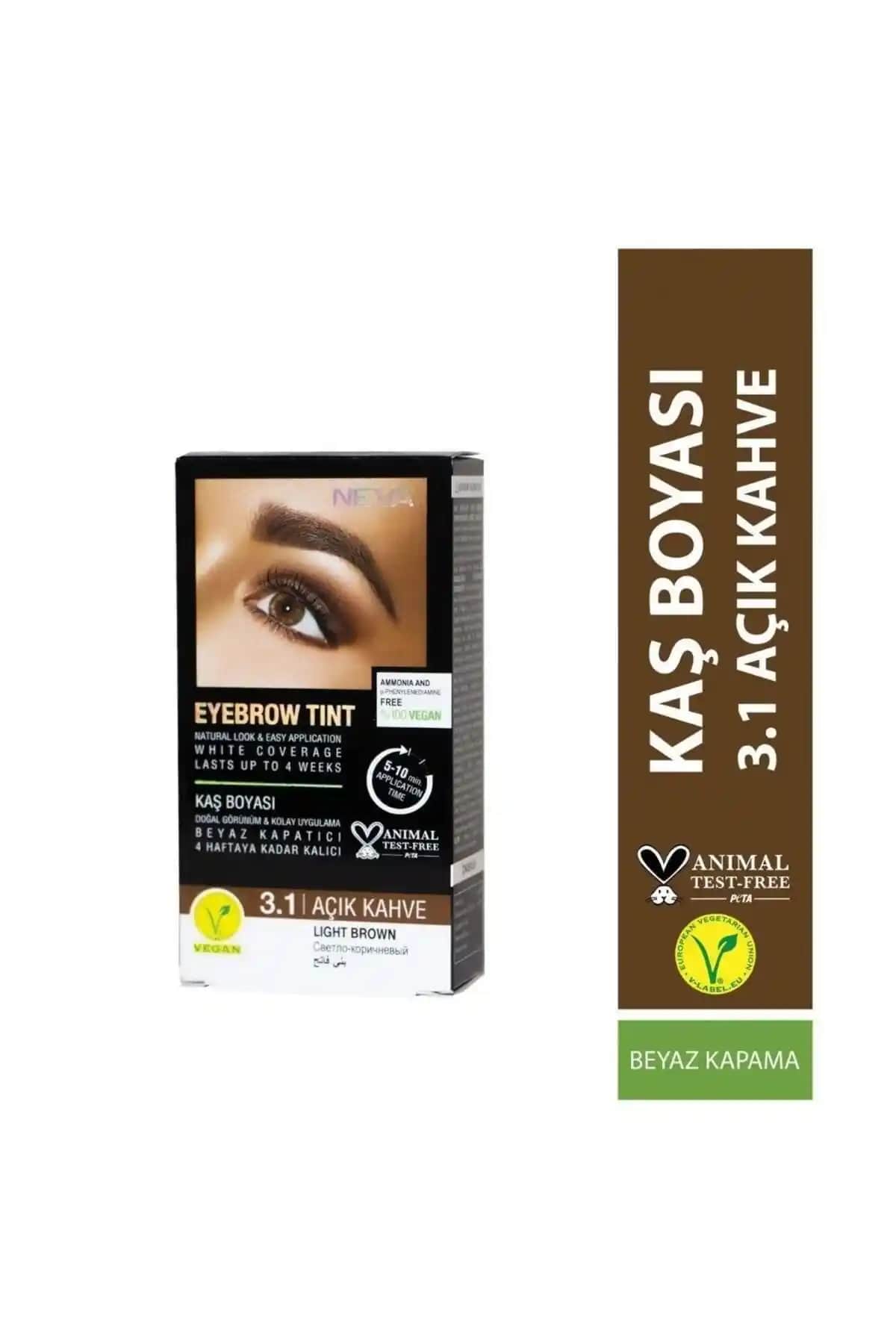 Neva Eyebrow Tint Vegan Kaş Boyası Seti 3.1 Açık Kahve Doğal ve Kalıcı Kaş Boyama Çözümü