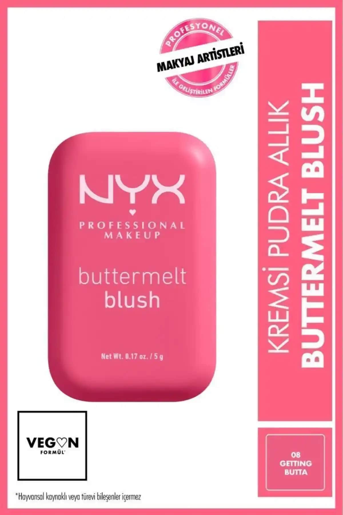 NYX Buttermelt Allık 08 Getting Butta - Kremsi Formda Parlak Pembe Allık
