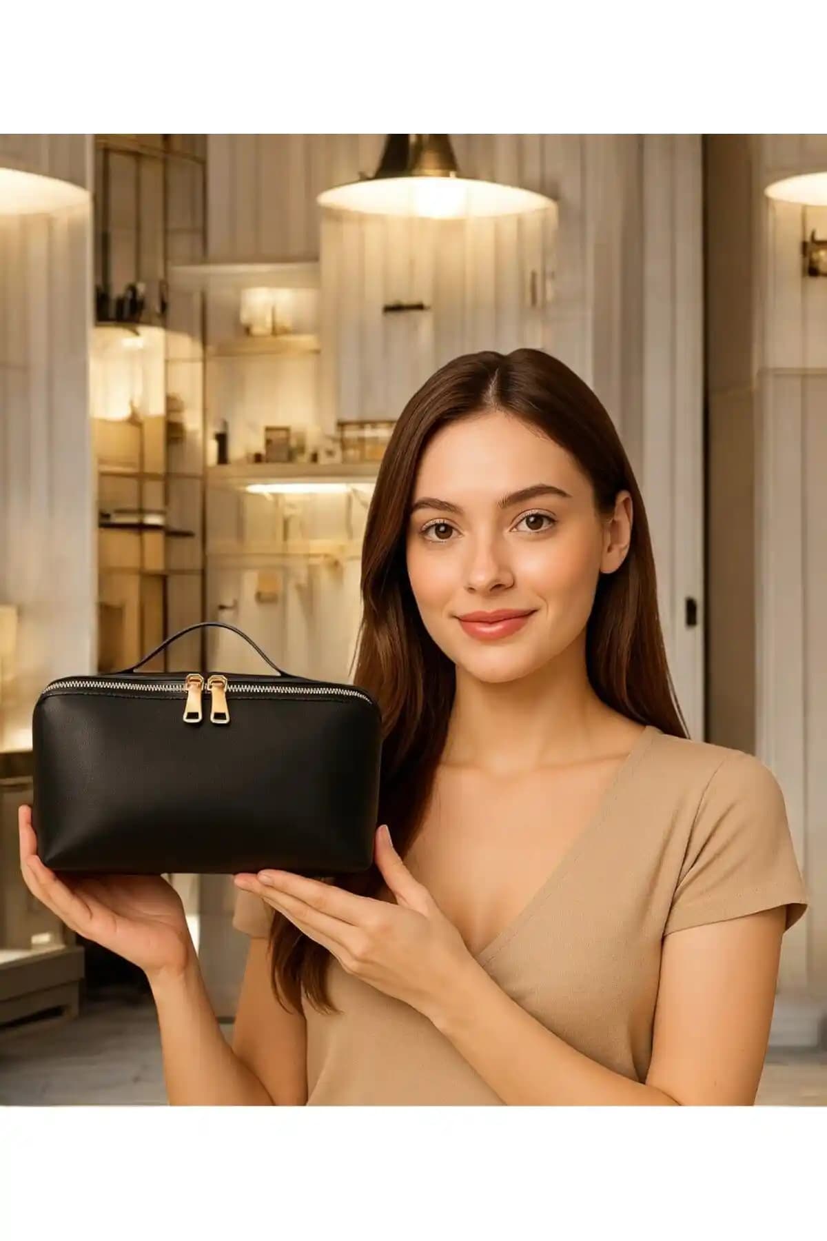 Geniş İç Hacimli ve Şık Tasarımlı 3 Makyaj Çantası Valiz İçi Düzenleyici