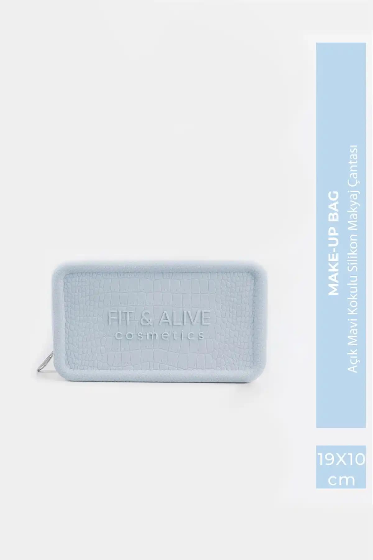 Fitalive Kokulu Silikon Makyaj Çantası Açık Mavi Modern ve Dayanıklı Tasarım
