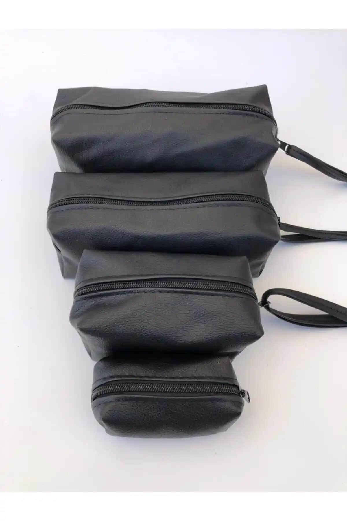 İBOVİA 4 Parça Matruşka Makyaj Çanta Seti Siyah Şıklık ve İşlevselliğin Buluşması