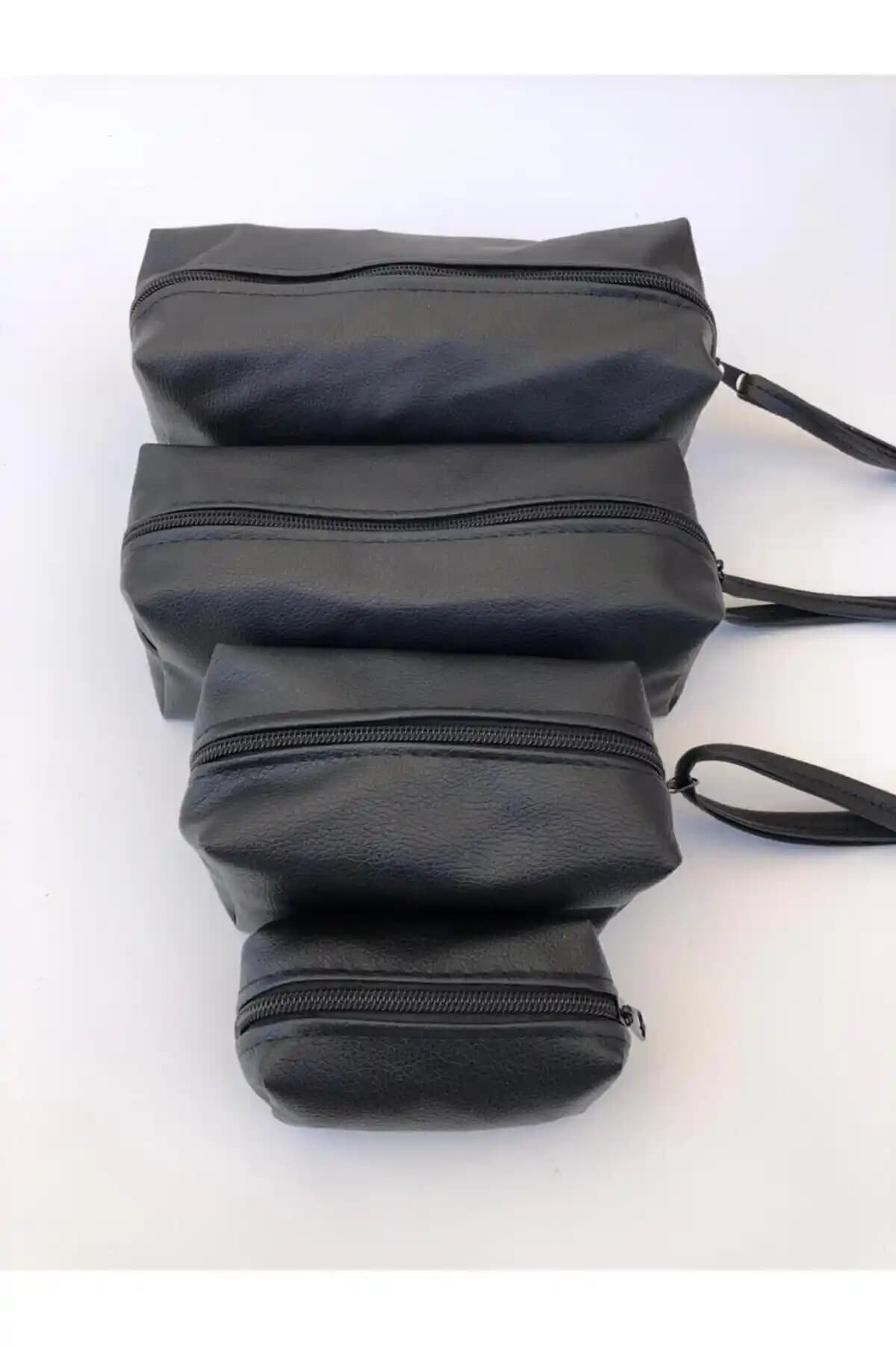 İBOVİA 4 Parça Matruşka Makyaj Çanta Seti Siyah Şıklık ve İşlevselliğin Buluşması