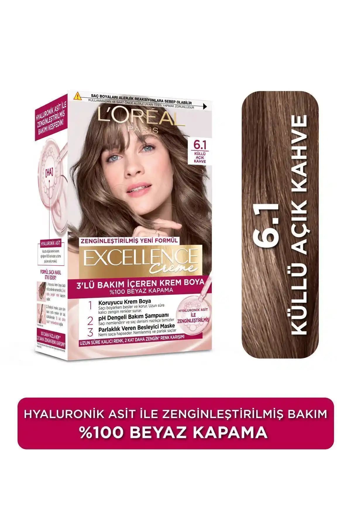 L'Oreal Paris Excellence Creme Saç Boyası Karşılaştırması 6.1 Küllü Açık Kahve ve 6 Açık Kahve