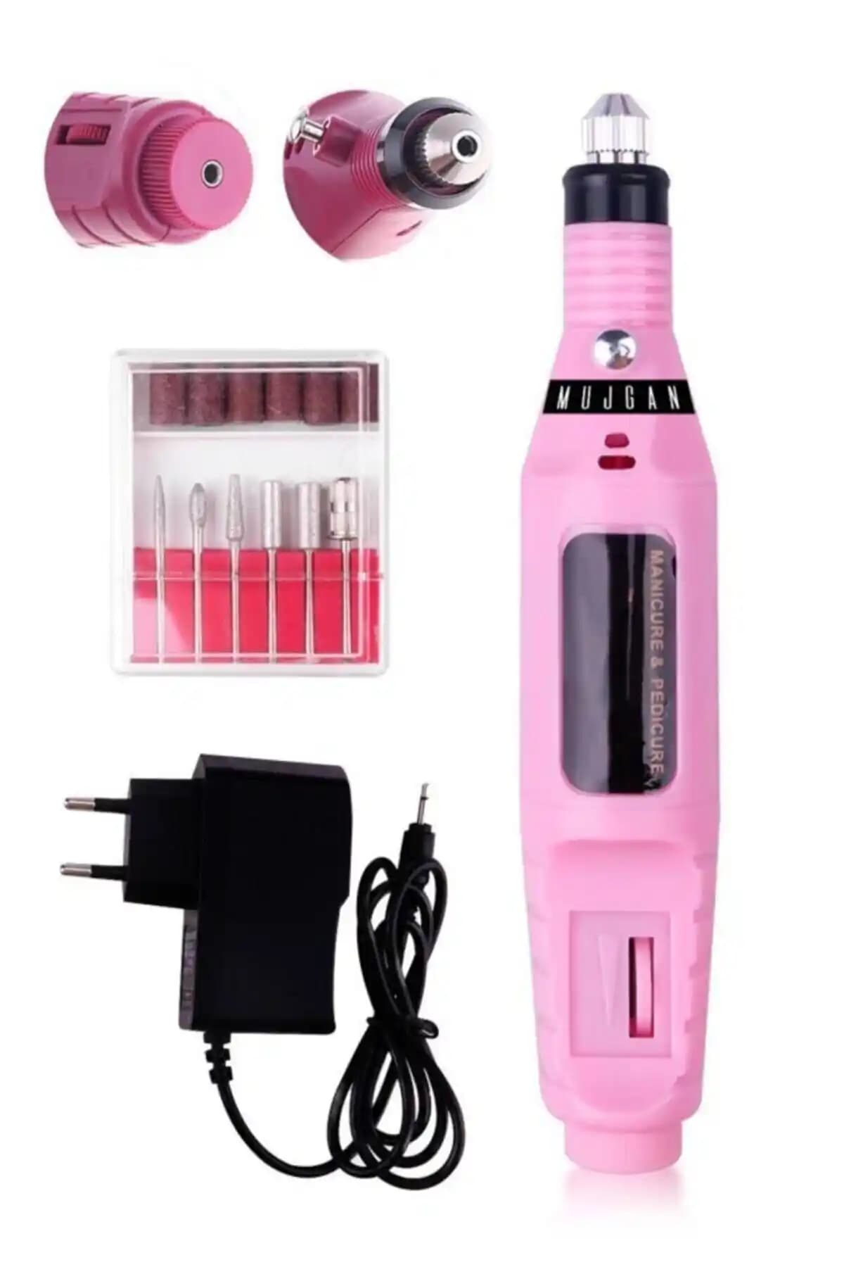 MUJGAN Elektrikli Manikür Pedikür Törpü Makinesi Pembe - Evde Profesyonel Tırnak Bakımı