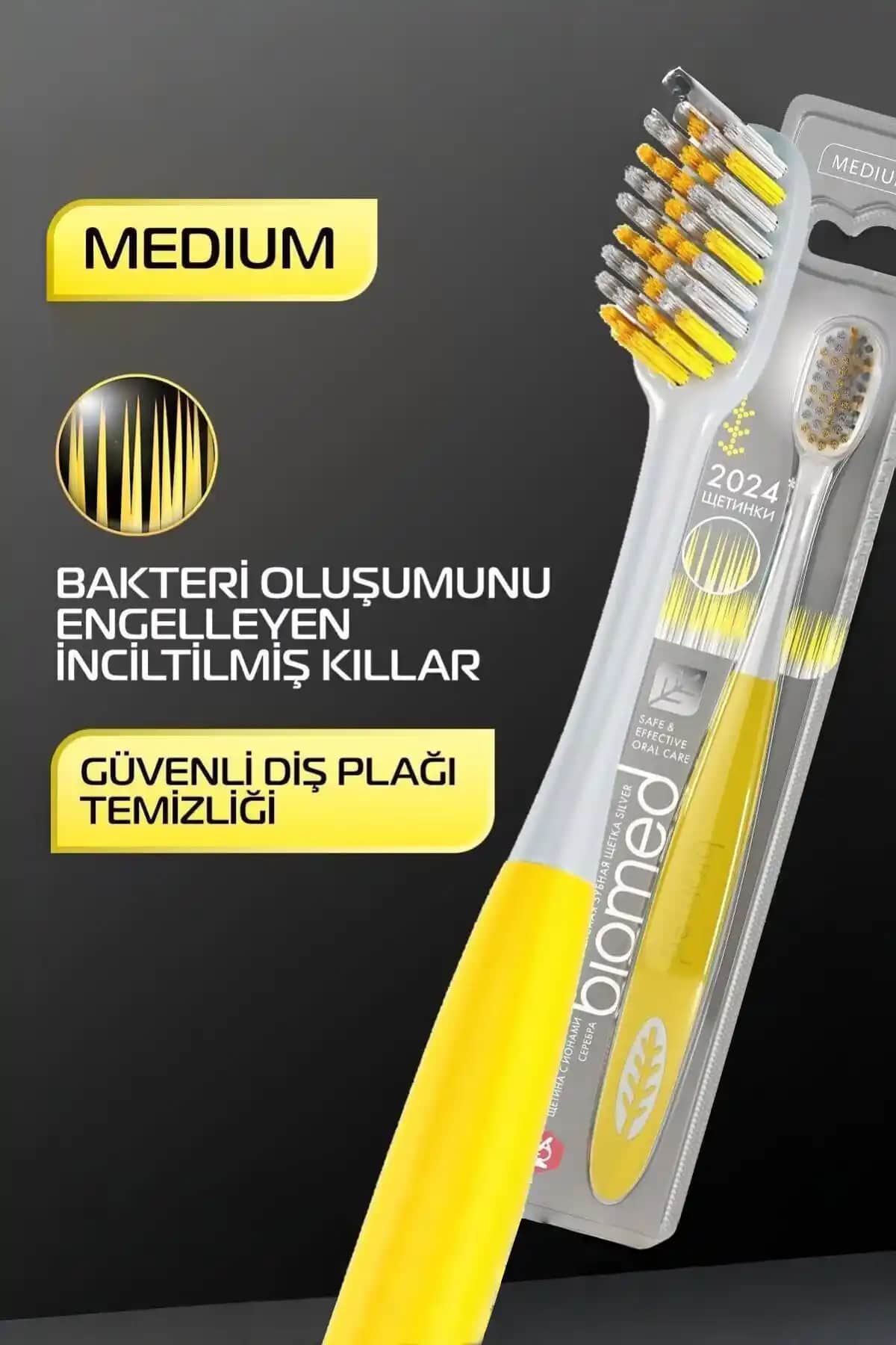 Biomed Gümiş İyonlarıyla Kaplı Orta Sert Diş Fırçası Sağlıklı Ağız Bakımı İçin Uygun