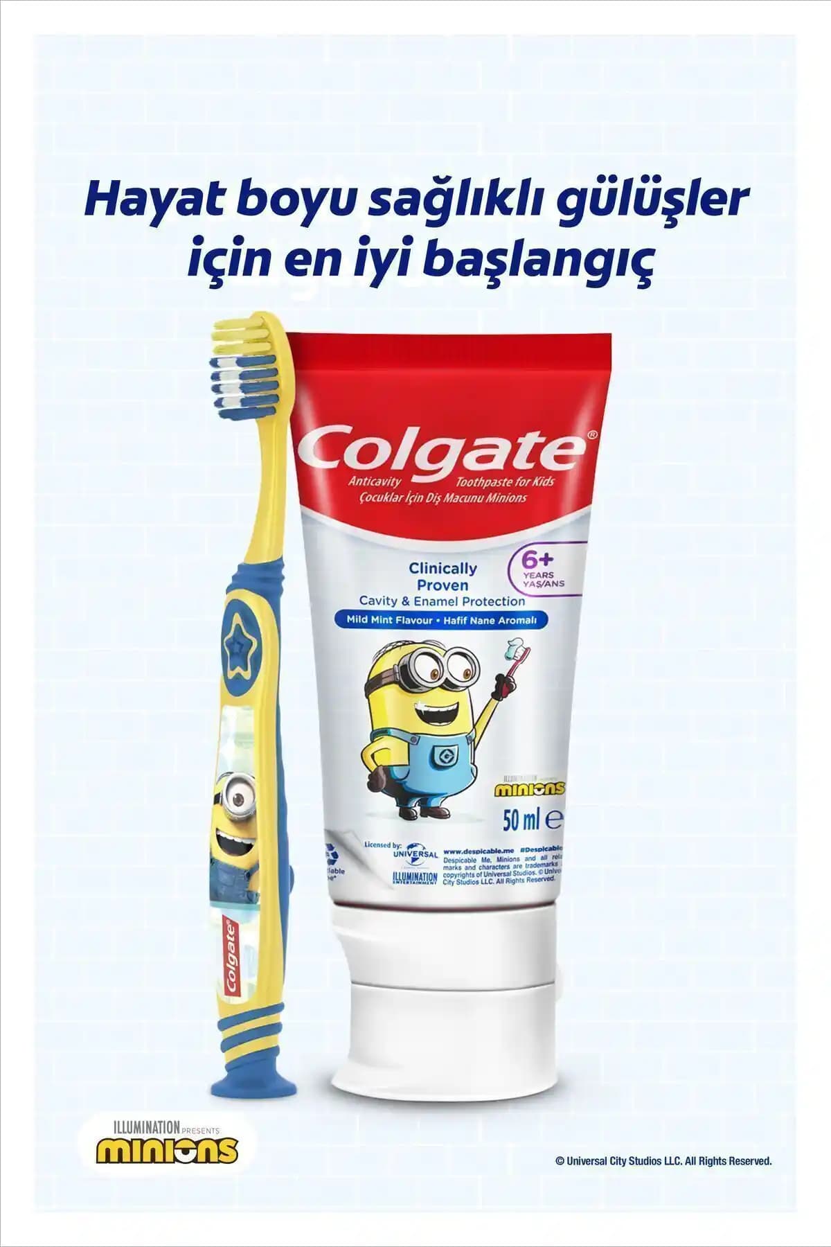 Çocuklar İçin Colgate Minions Diş Bakım Seti Yumuşak Fırça ve Diş Macunu
