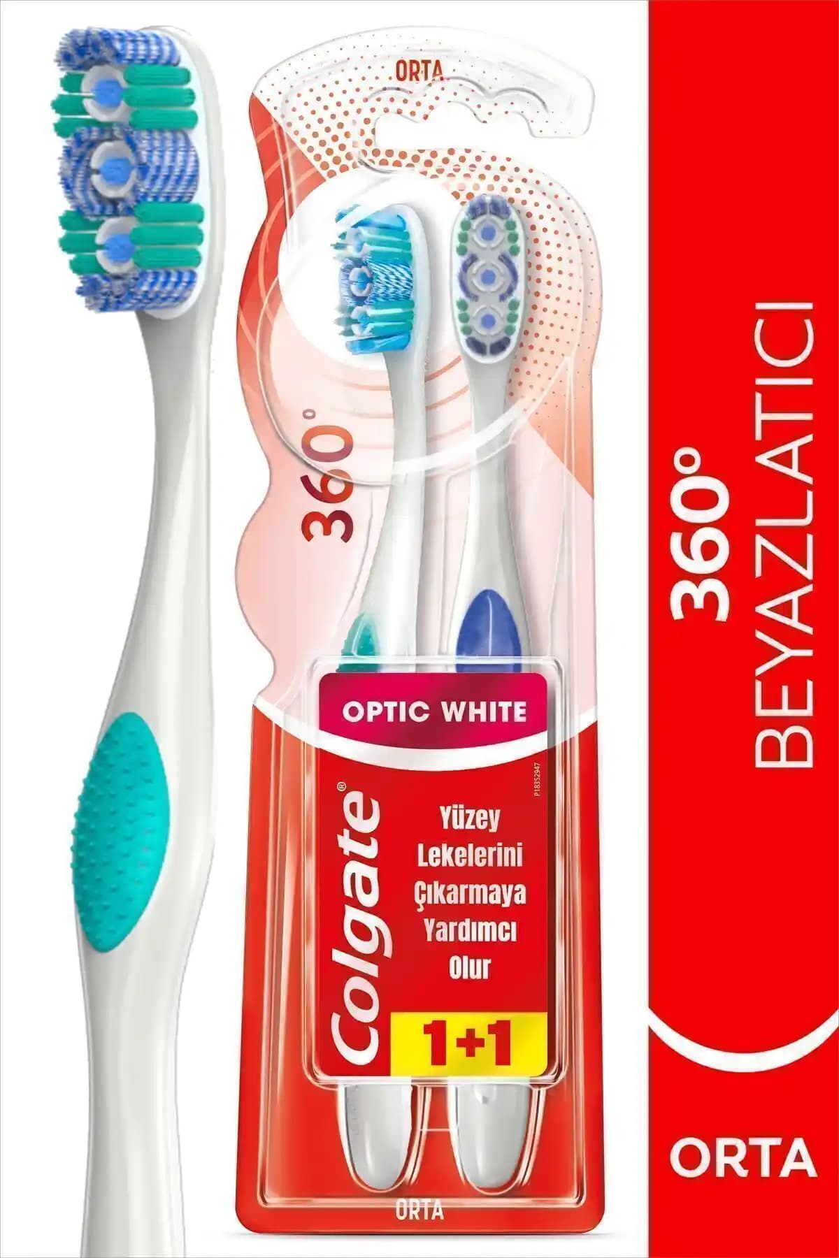 Colgate 360 Optik Beyaz Orta Sertlikte Diş Fırçası Günlük Ağız Bakımı İçin Uygun